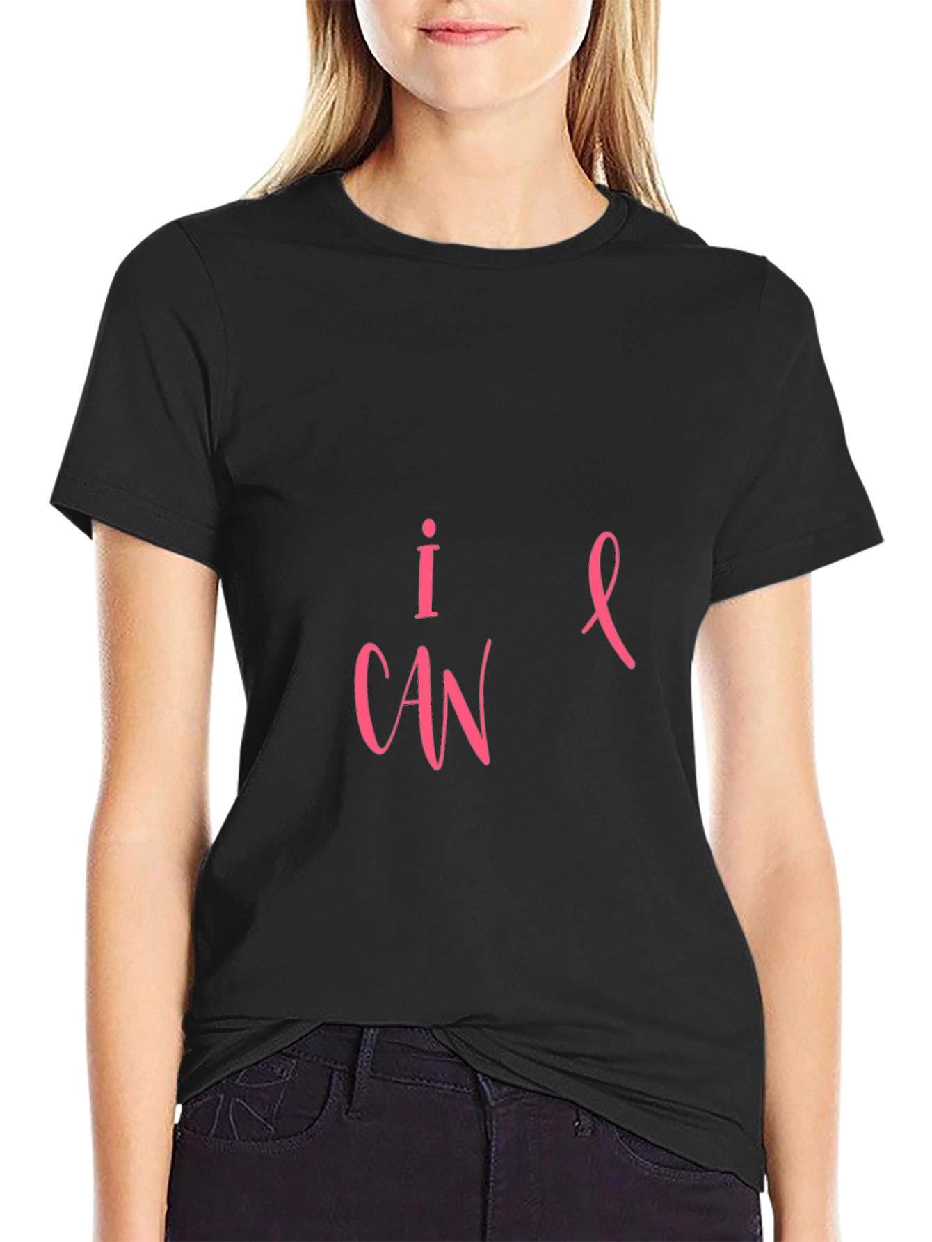 I CAN Cancer Awareness Black T-Shirt