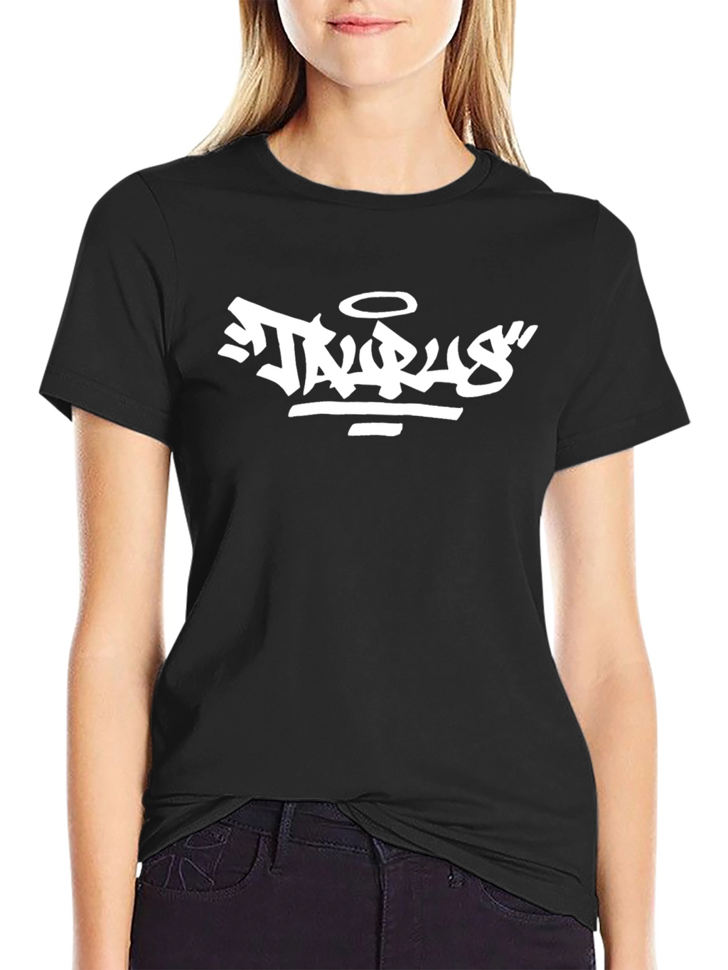 Urban Style Black T-Shirt with White Graphic Print