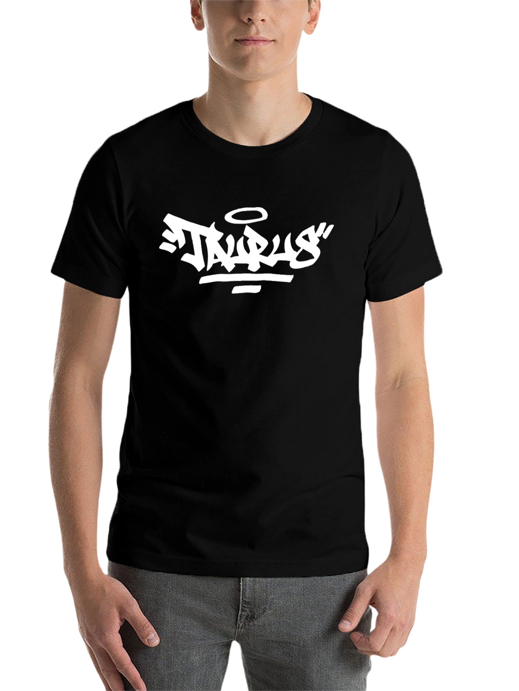 Urban Style Black T-Shirt with White Graphic Print