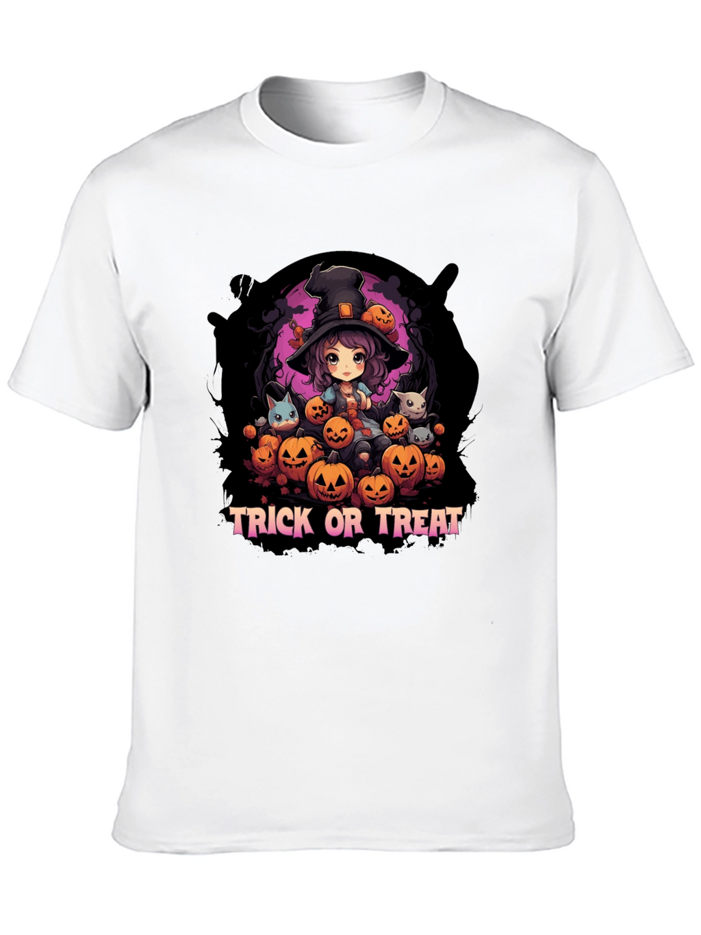 Halloween Witch & Pumpkins Graphic Tee