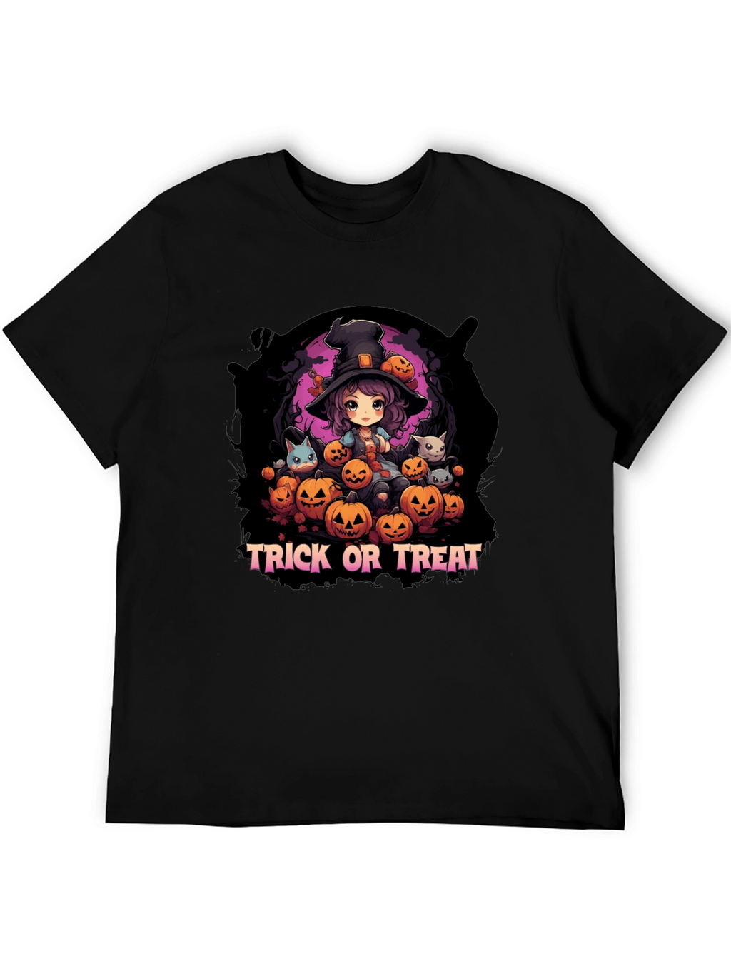 Halloween Witch & Pumpkins Graphic Tee