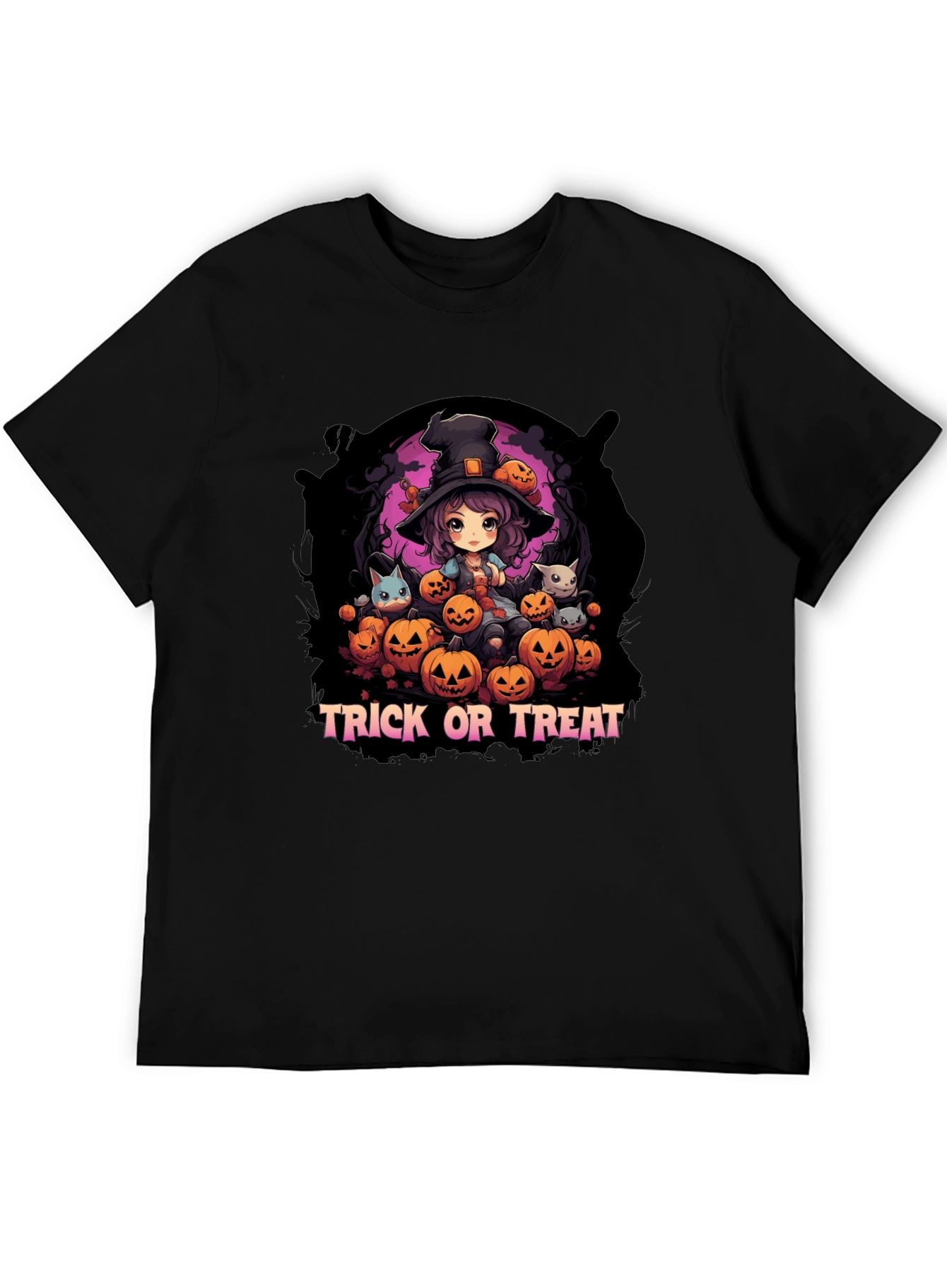Halloween Witch & Pumpkins Graphic Tee