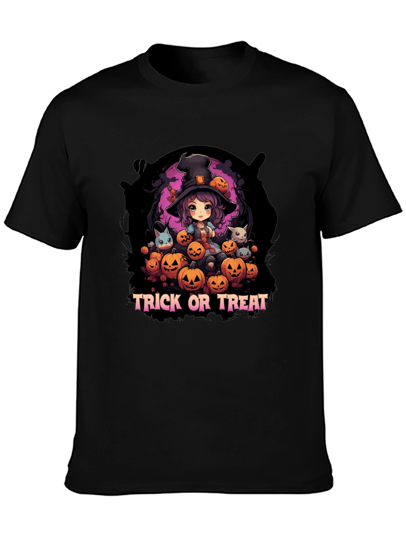 Halloween Witch & Pumpkins Graphic Tee