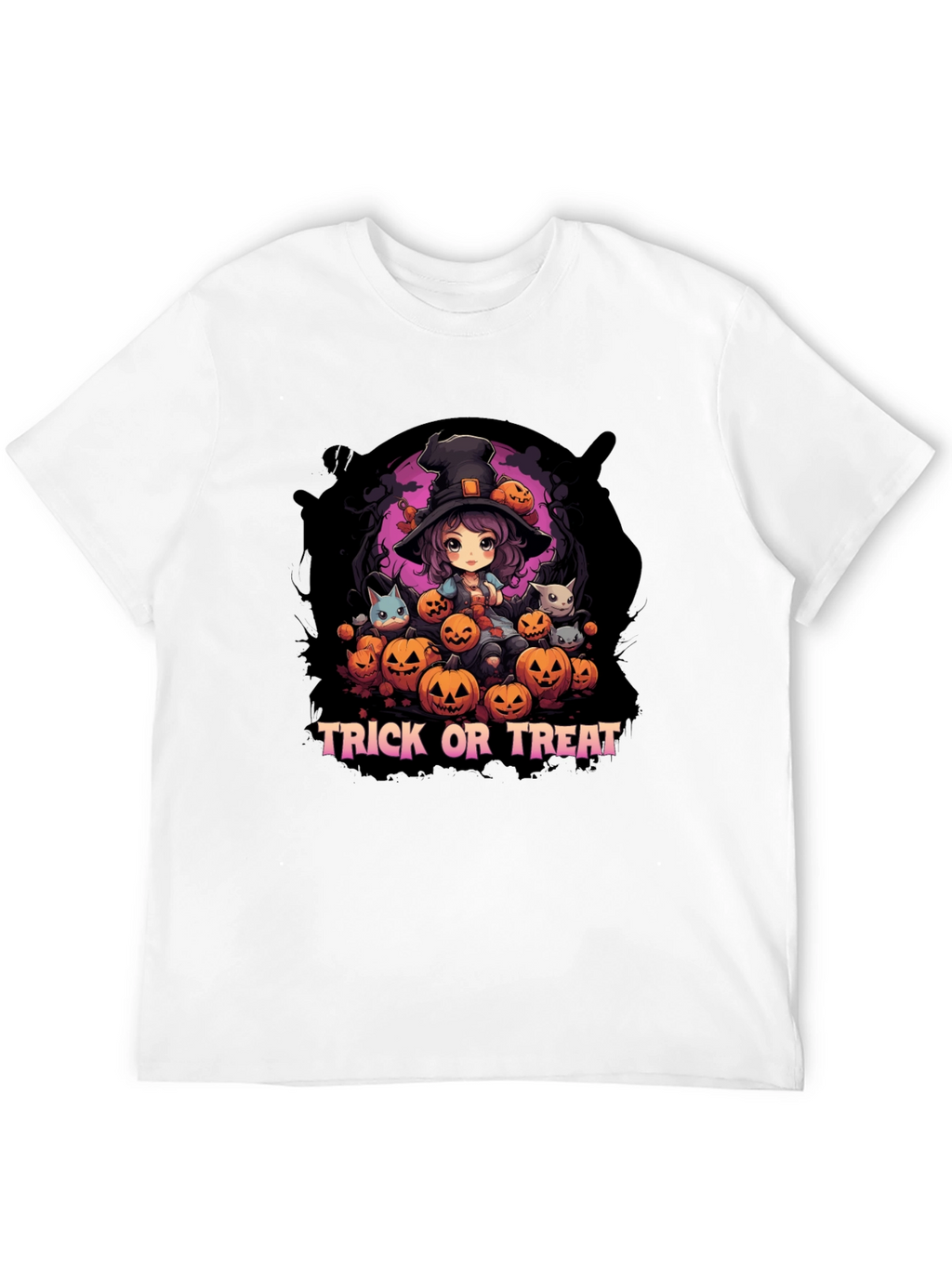 Halloween Witch & Pumpkins Graphic Tee