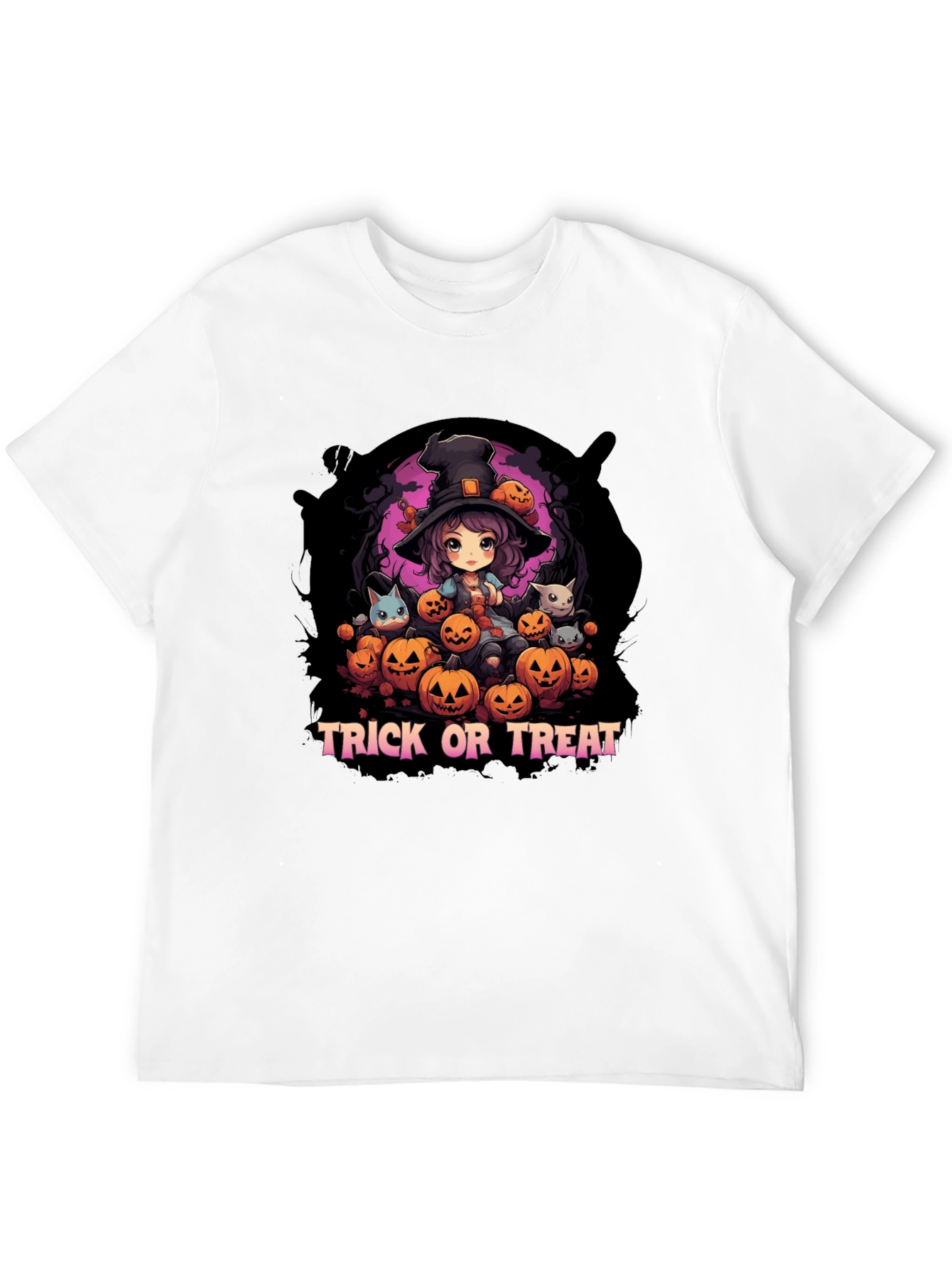 Halloween Witch & Pumpkins Graphic Tee