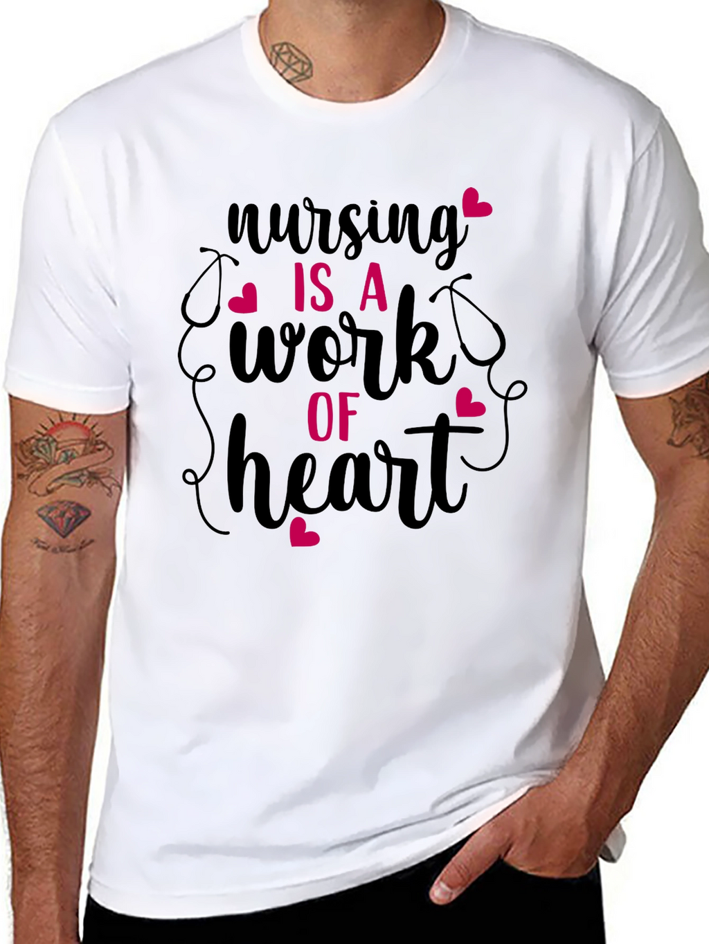 Nursing Is A Work Of Heart Graphic Tee