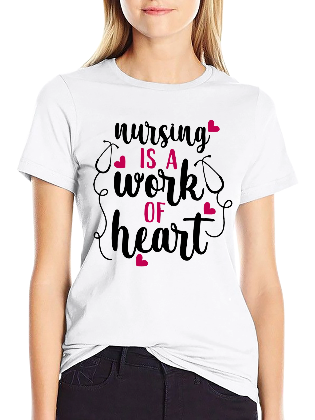 Nursing Is A Work Of Heart Graphic Tee