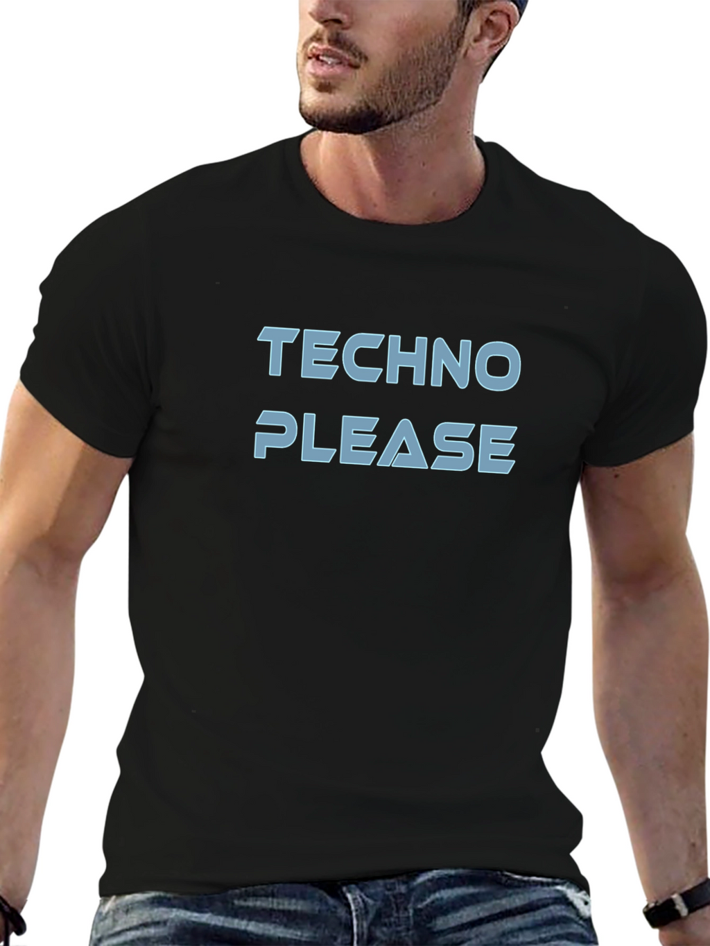 Techno Please Graphic T-Shirt - Black