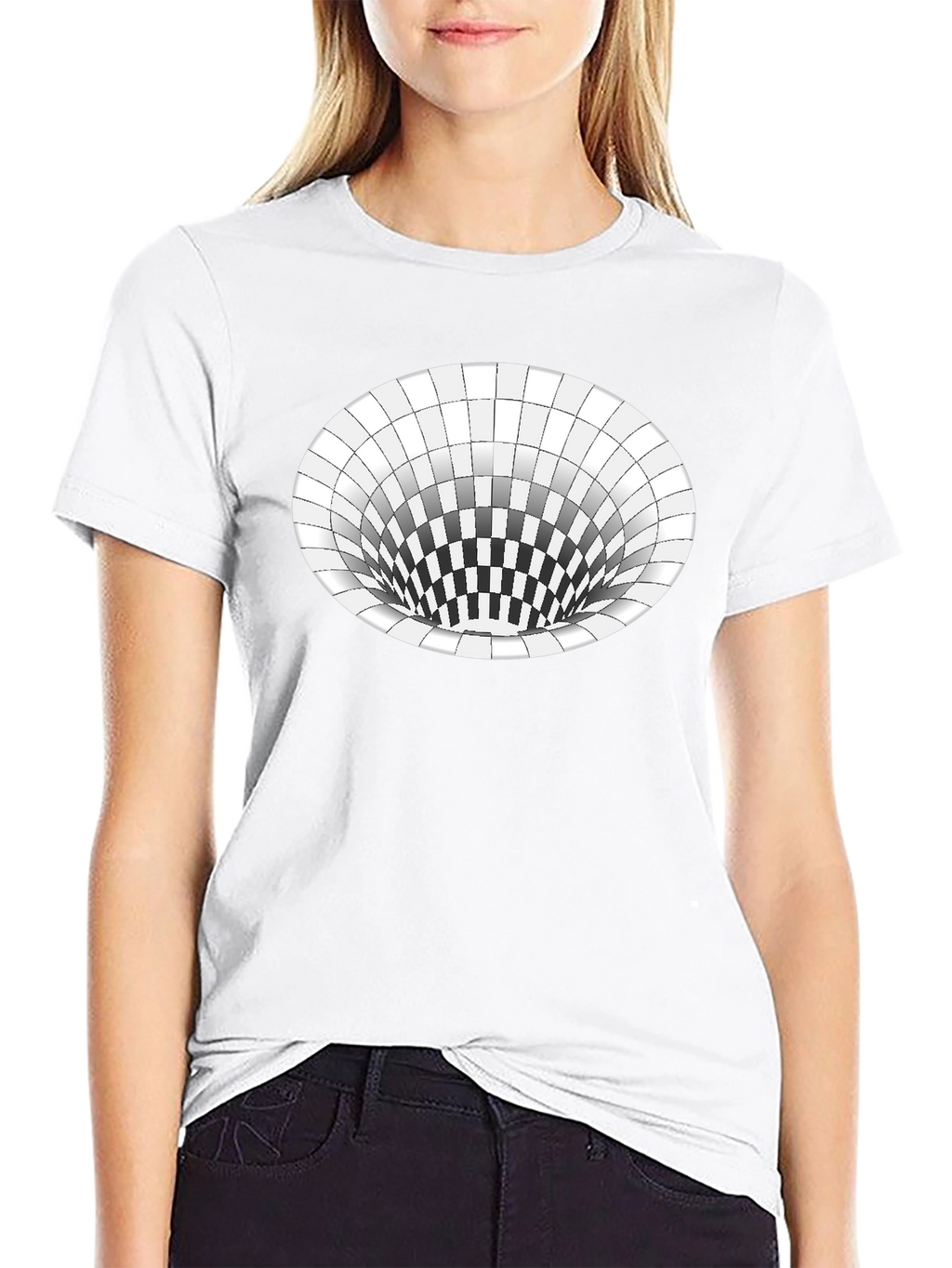 Optical Illusion Hole Tee - Unisex Black T-Shirt