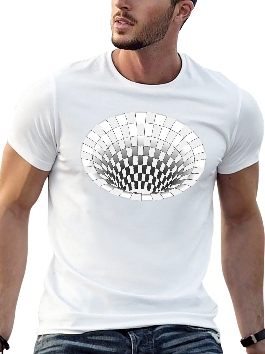 Optical Illusion Hole Tee - Unisex Black T-Shirt