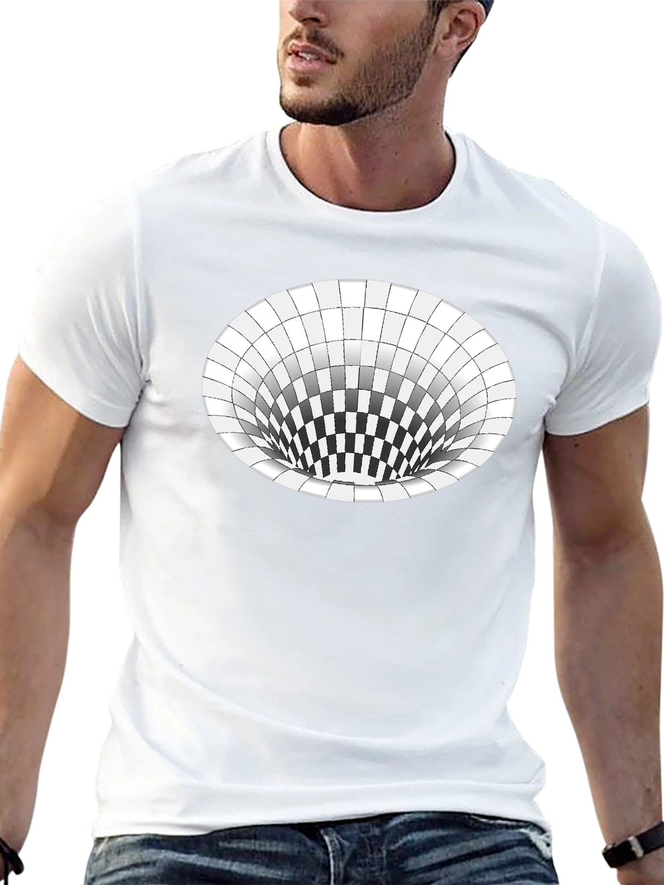 Optical Illusion Hole Tee - Unisex Black T-Shirt