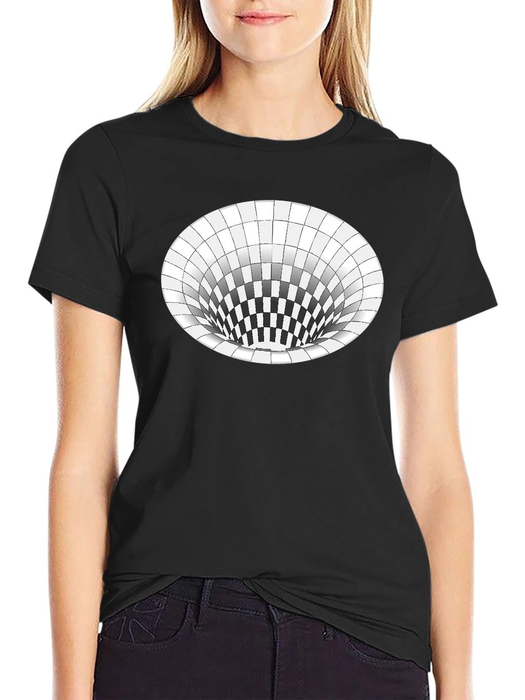 Optical Illusion Hole Tee - Unisex Black T-Shirt