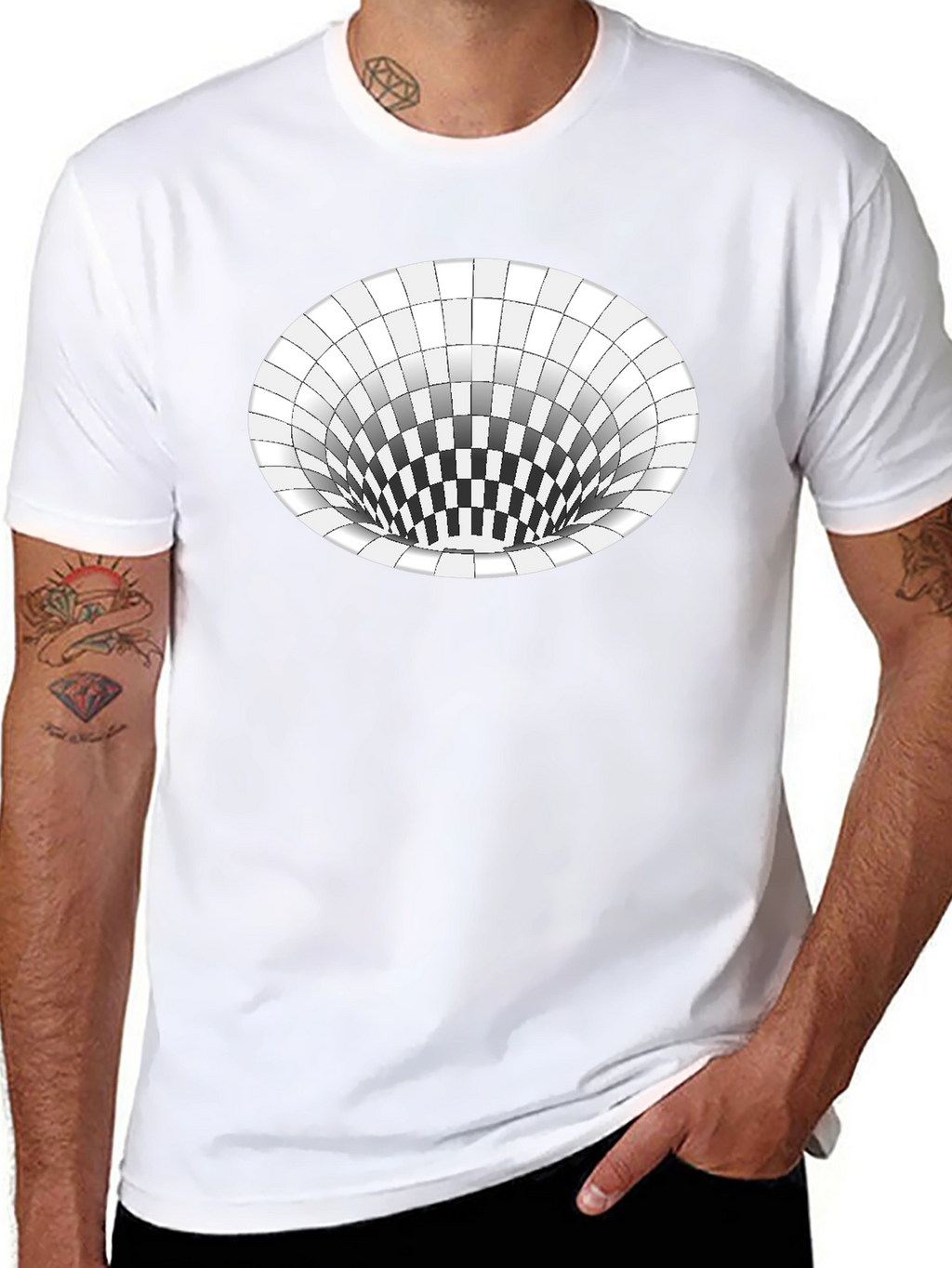 Optical Illusion Hole Tee - Unisex Black T-Shirt