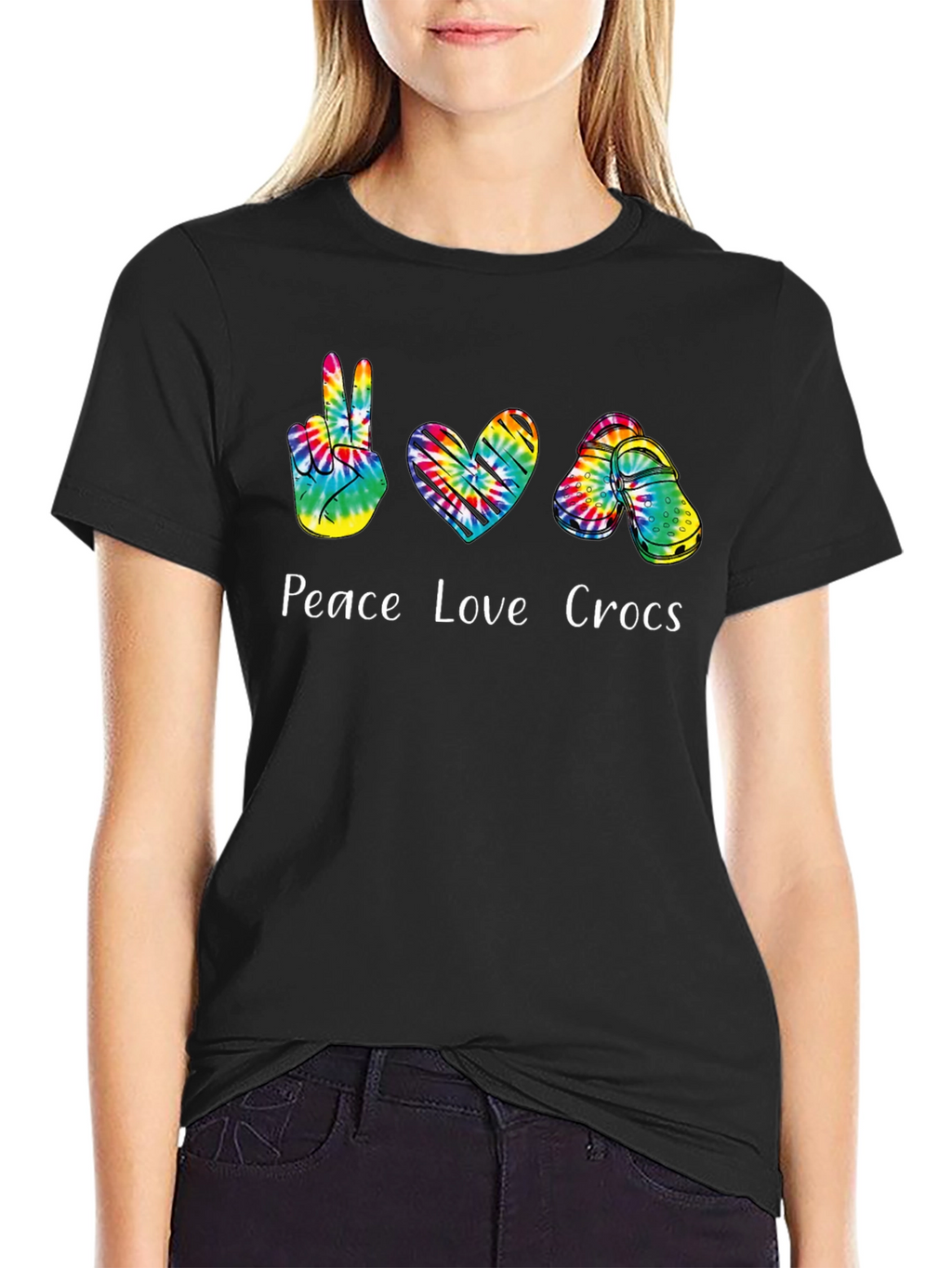 Peace Love Crocs Tie-Dye T-Shirt