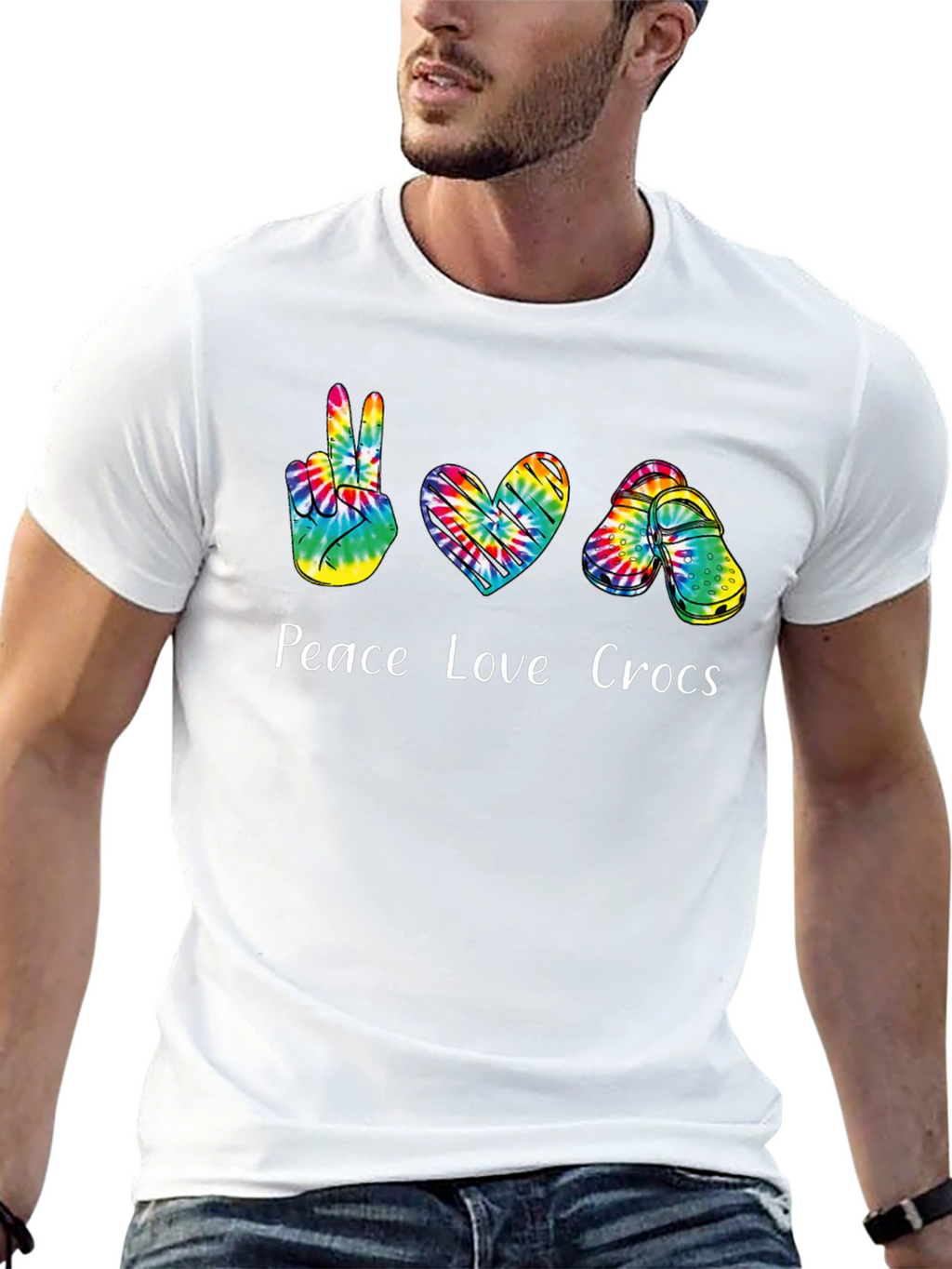 Peace Love Crocs Tie-Dye T-Shirt