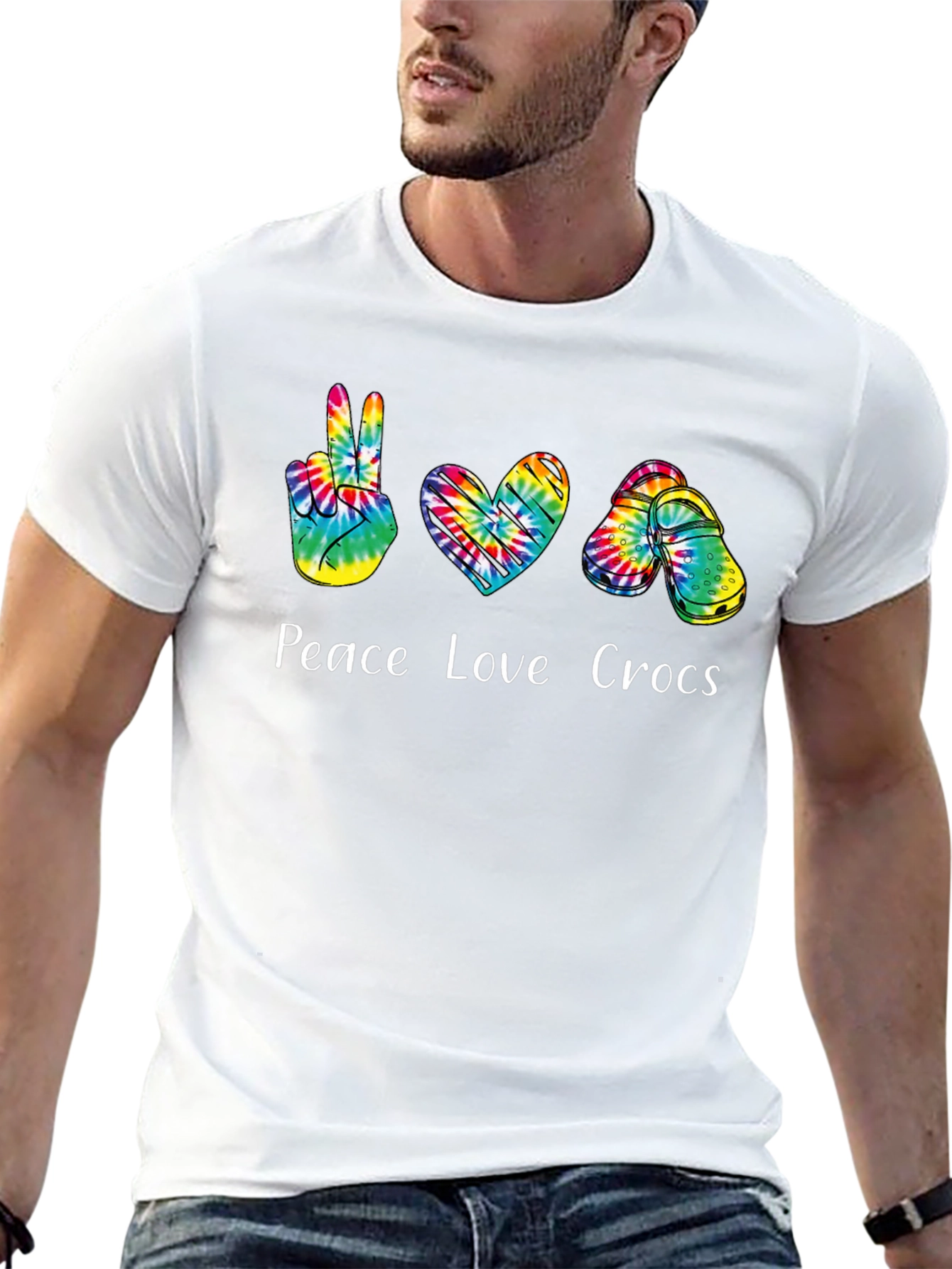 Peace Love Crocs Tie-Dye T-Shirt