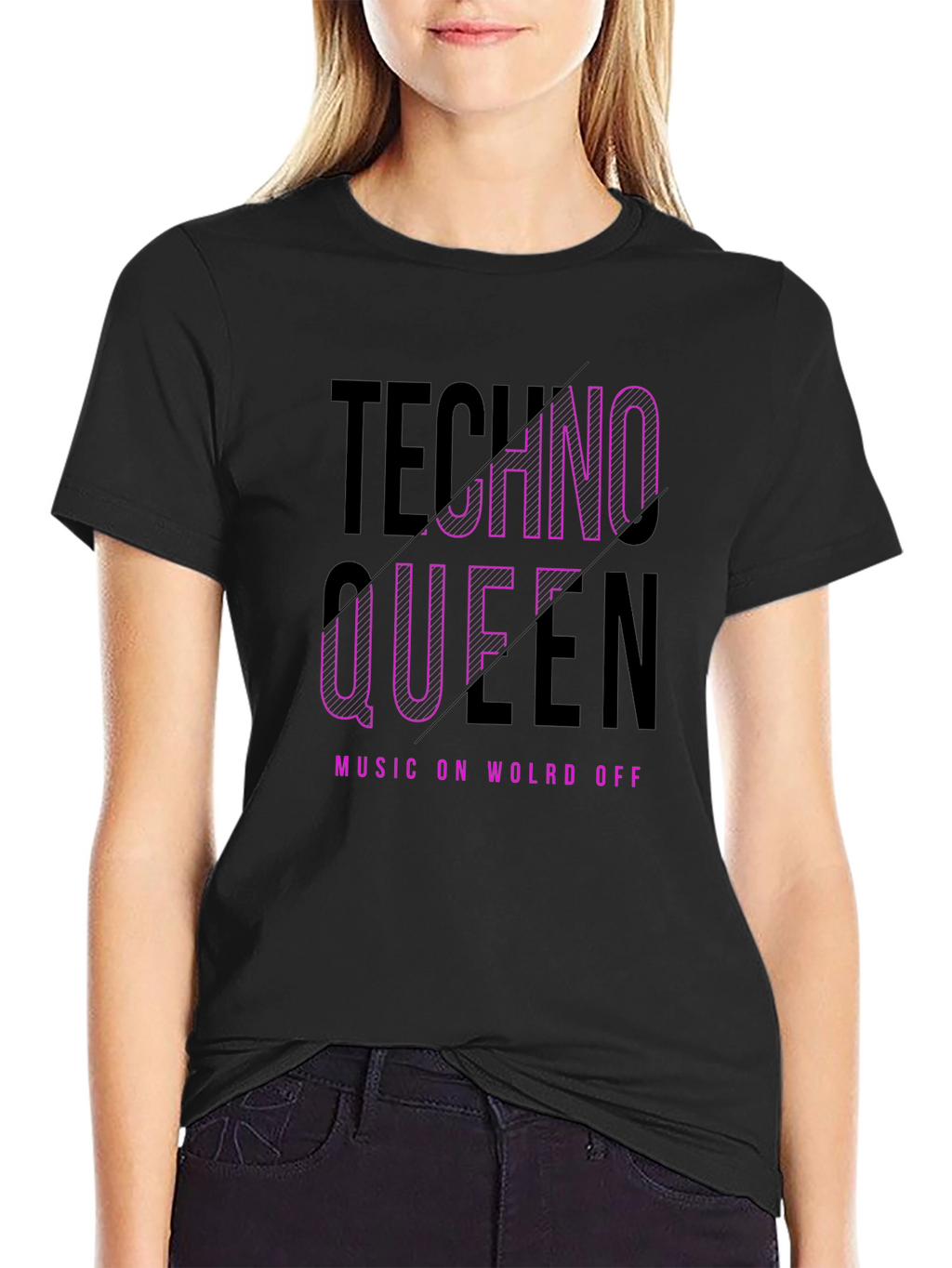 Techno Queen Graphic Black T-Shirt