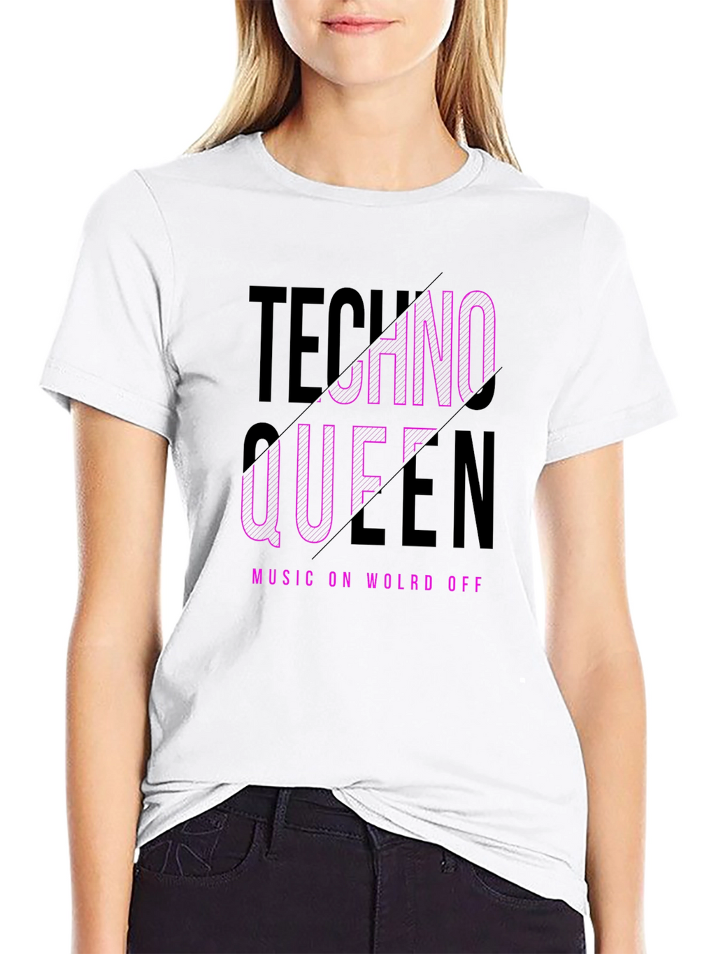 Techno Queen Graphic Black T-Shirt