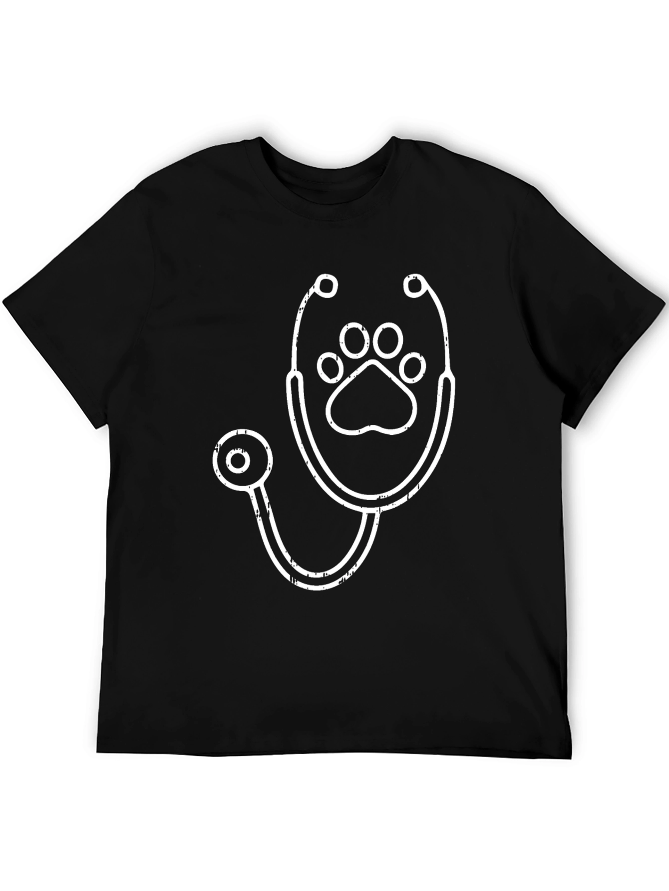 Veterinarian Paw Print Stethoscope T-Shirt - Black