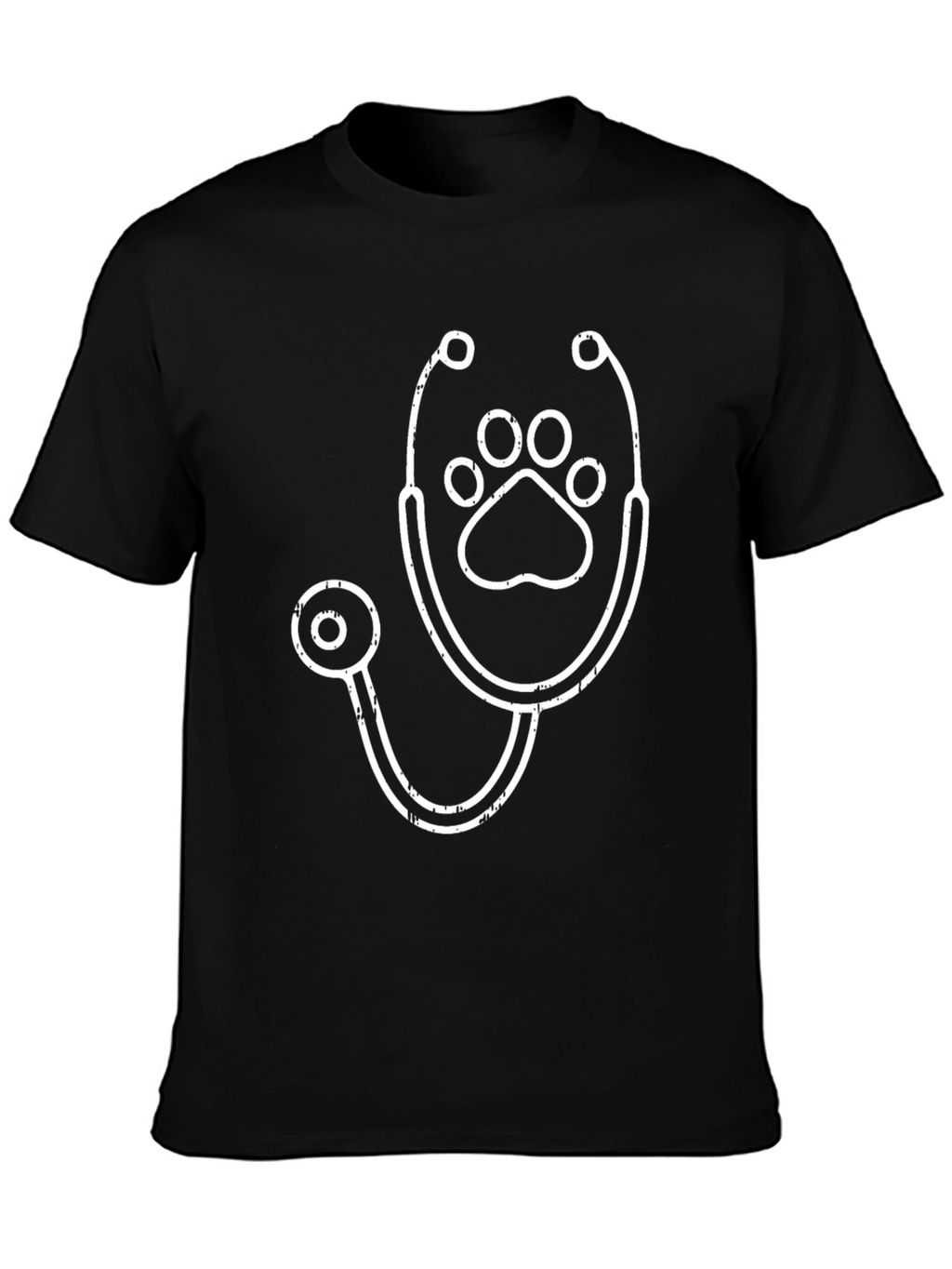 Veterinarian Paw Print Stethoscope T-Shirt - Black