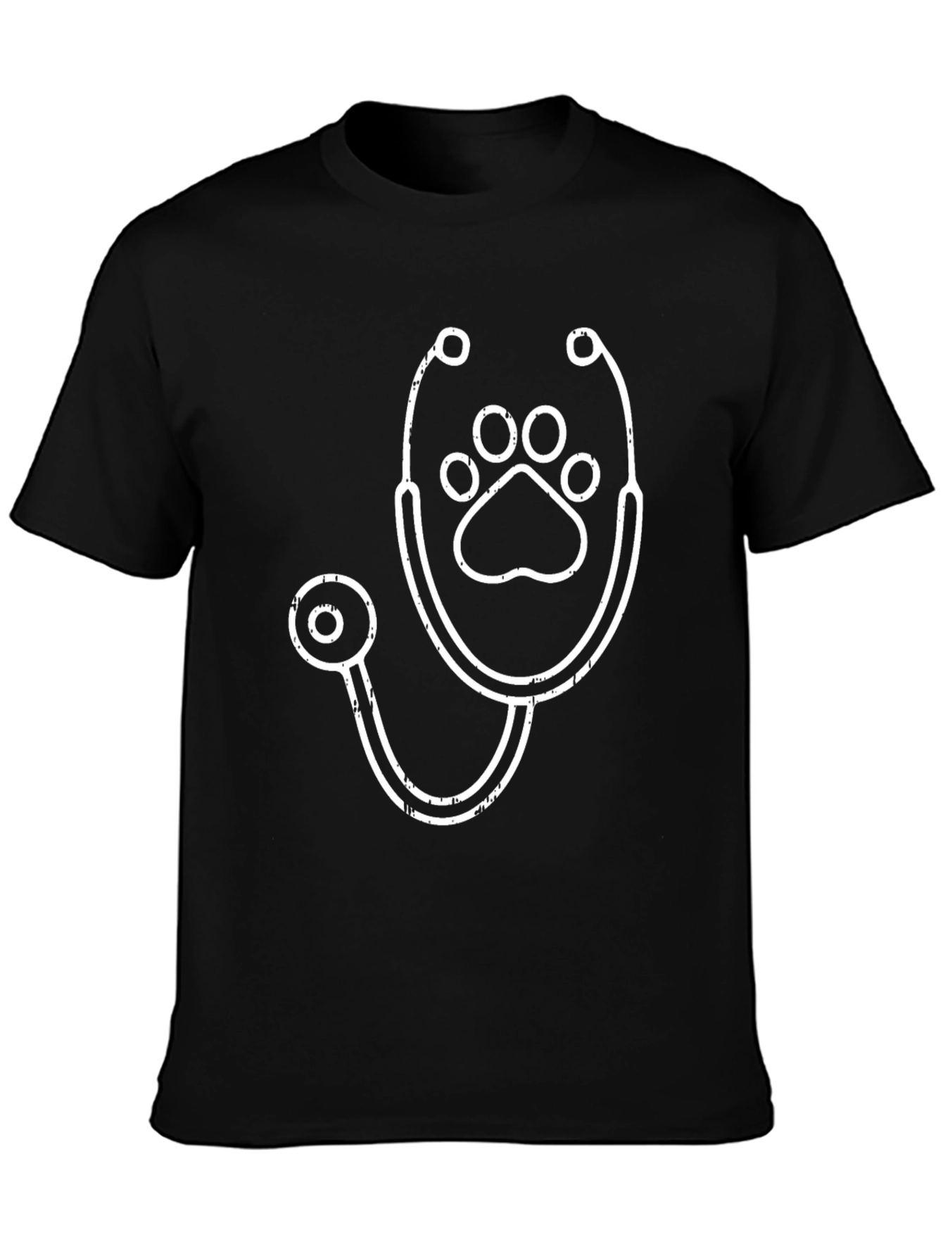 Veterinarian Paw Print Stethoscope T-Shirt - Black