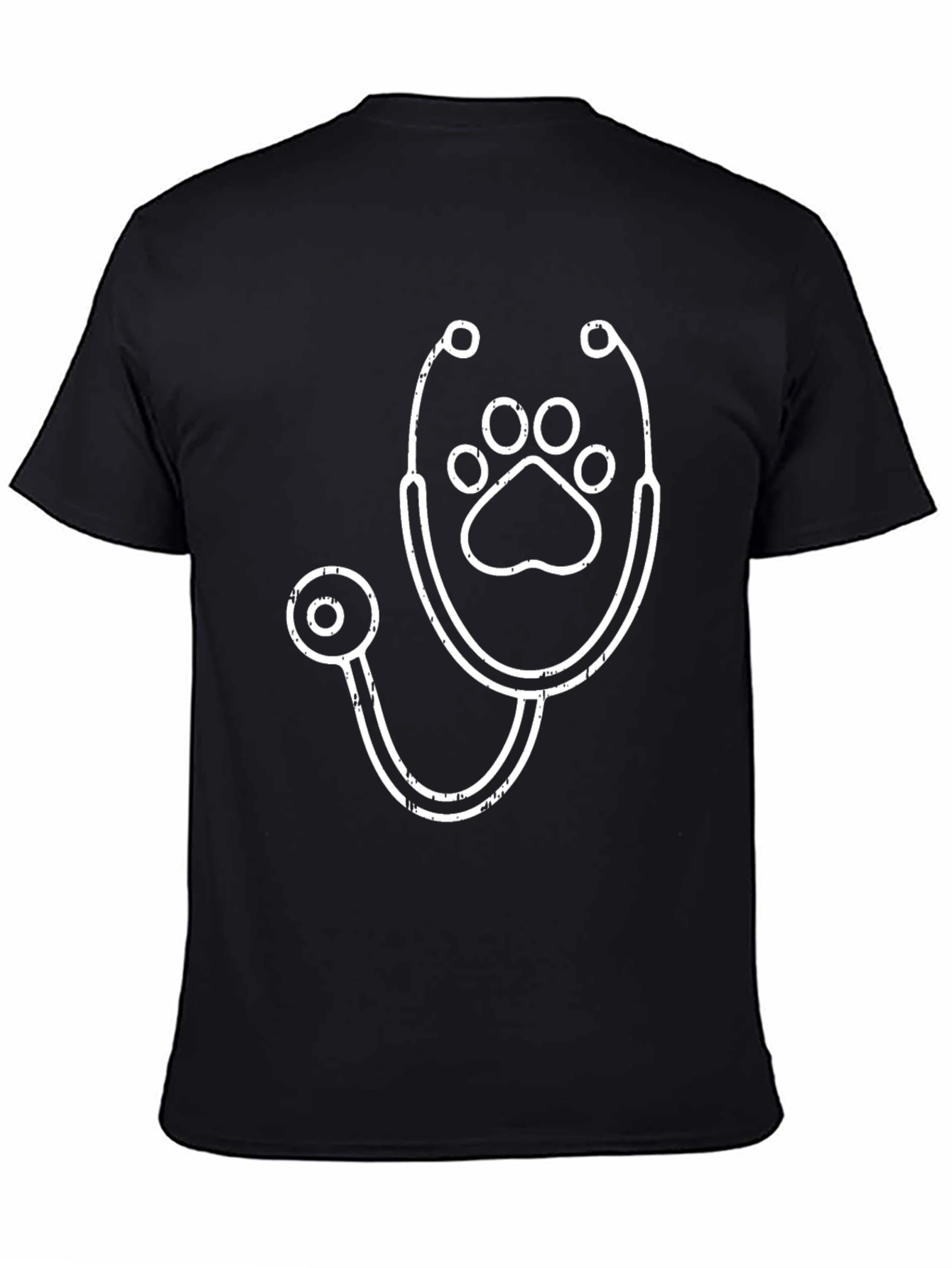 Veterinarian Paw Print Stethoscope T-Shirt - Black