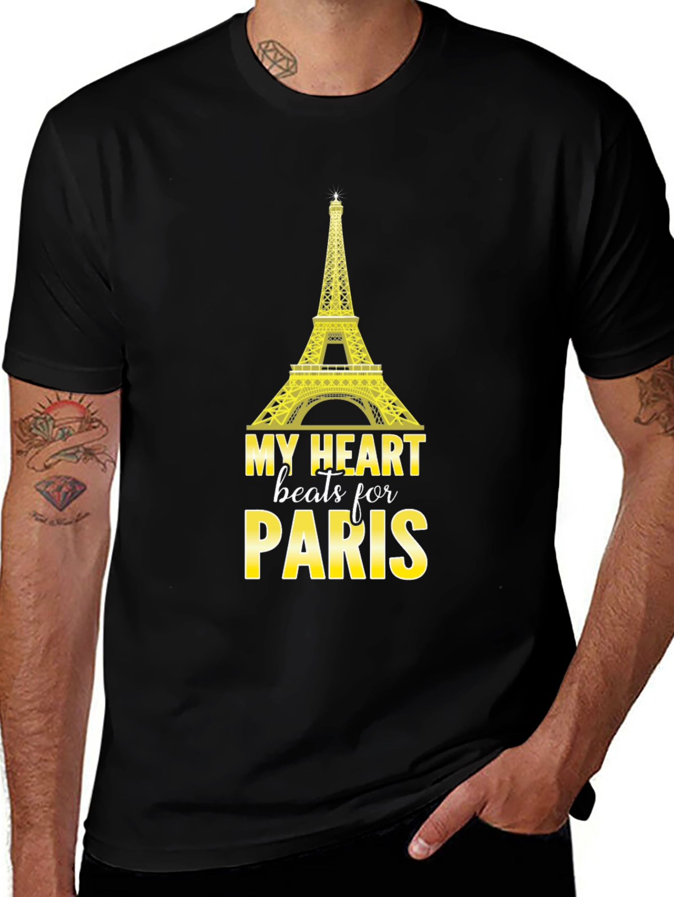 Paris Eiffel Tower T-Shirt - Heart Beats for Paris