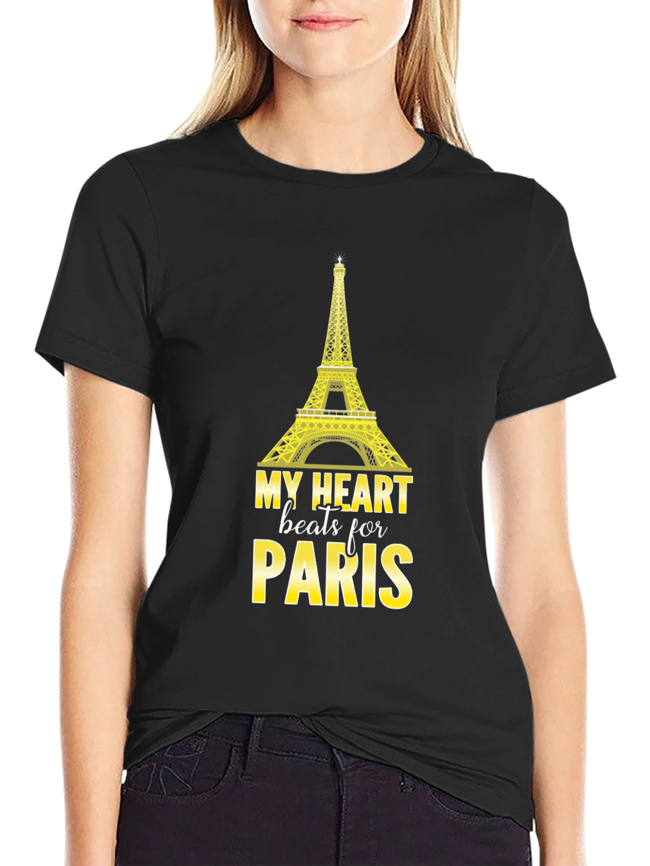 Paris Eiffel Tower T-Shirt - Heart Beats for Paris