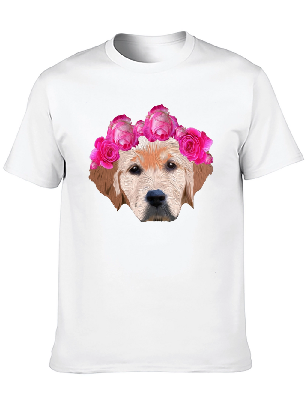 Dog with Floral Crown Graphic Tee - Black