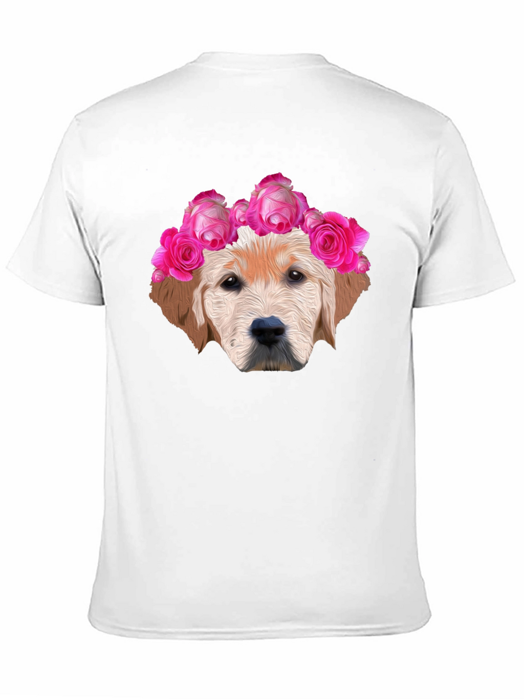 Dog with Floral Crown Graphic Tee - Black