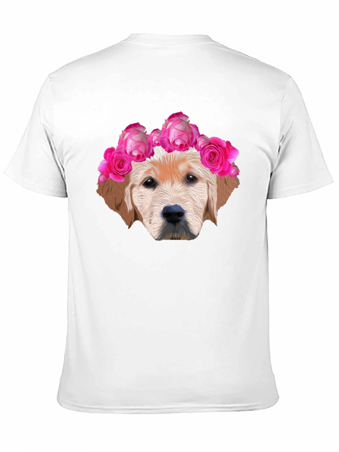 Dog with Floral Crown Graphic Tee - Black