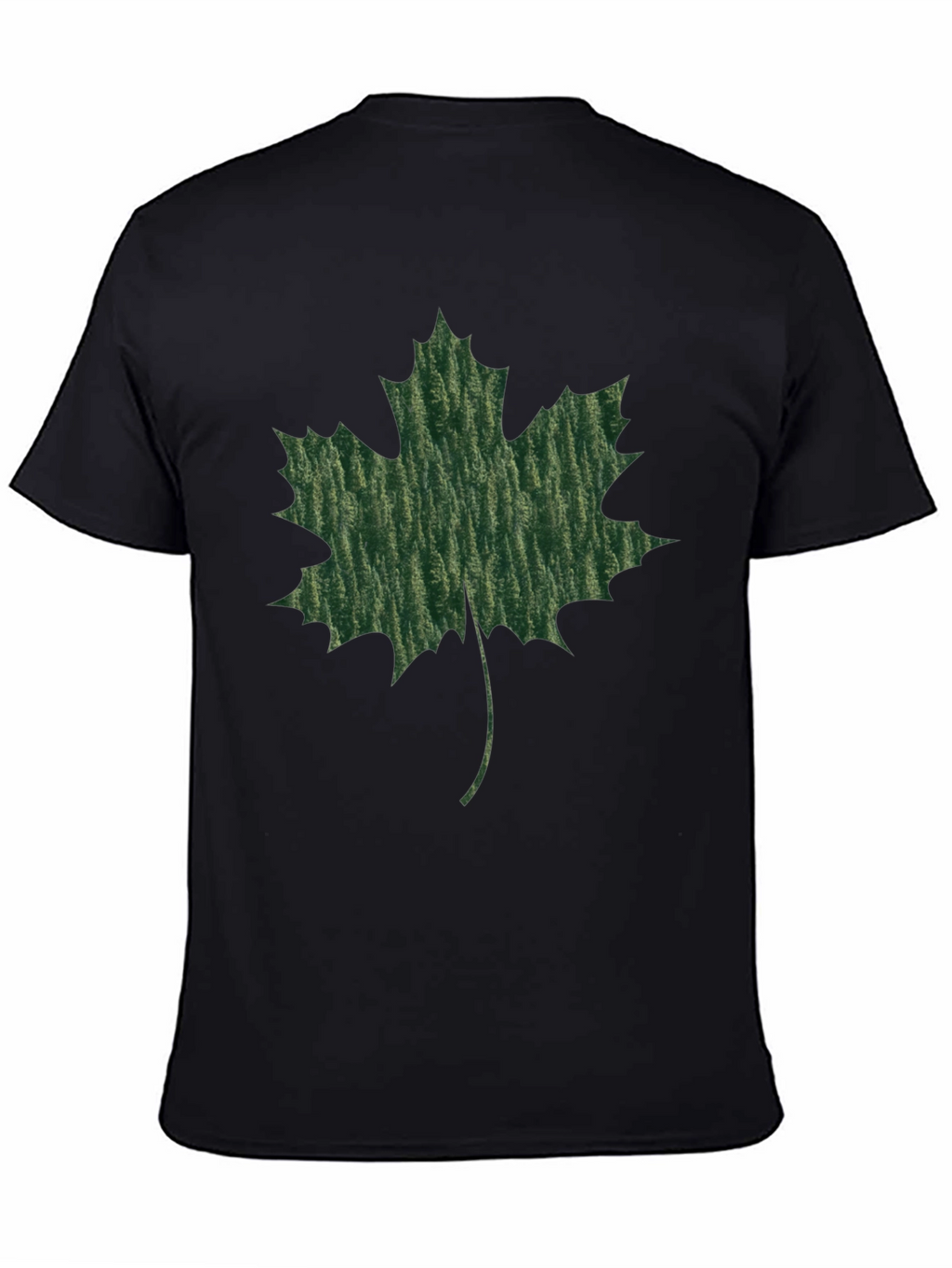 Maple Leaf Print Black T-Shirt