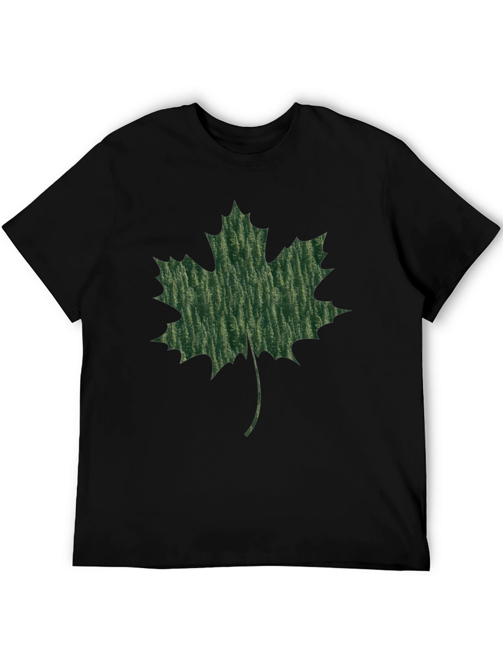 Maple Leaf Print Black T-Shirt