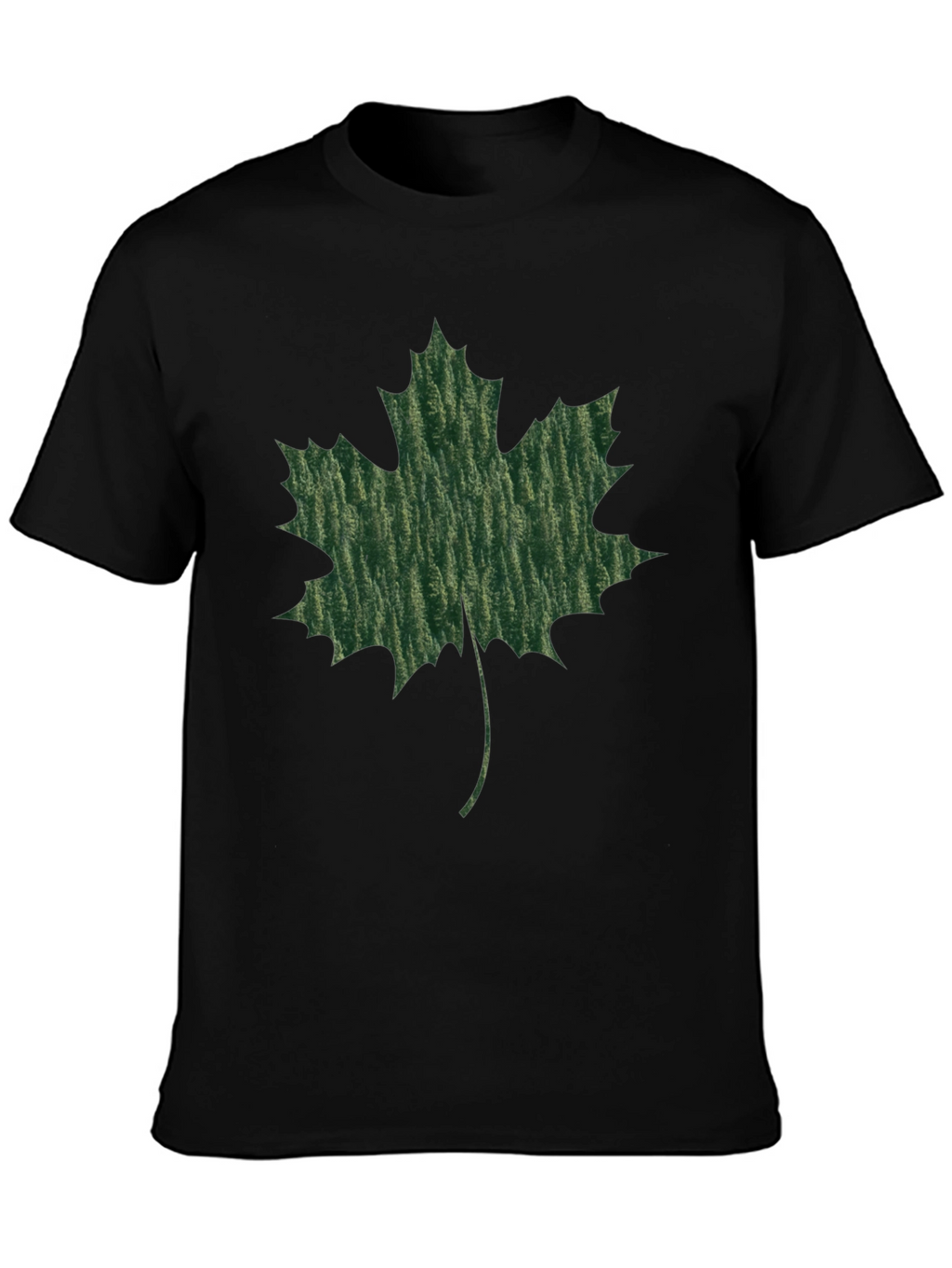 Maple Leaf Print Black T-Shirt