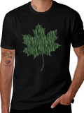 Maple Leaf Print Black T-Shirt