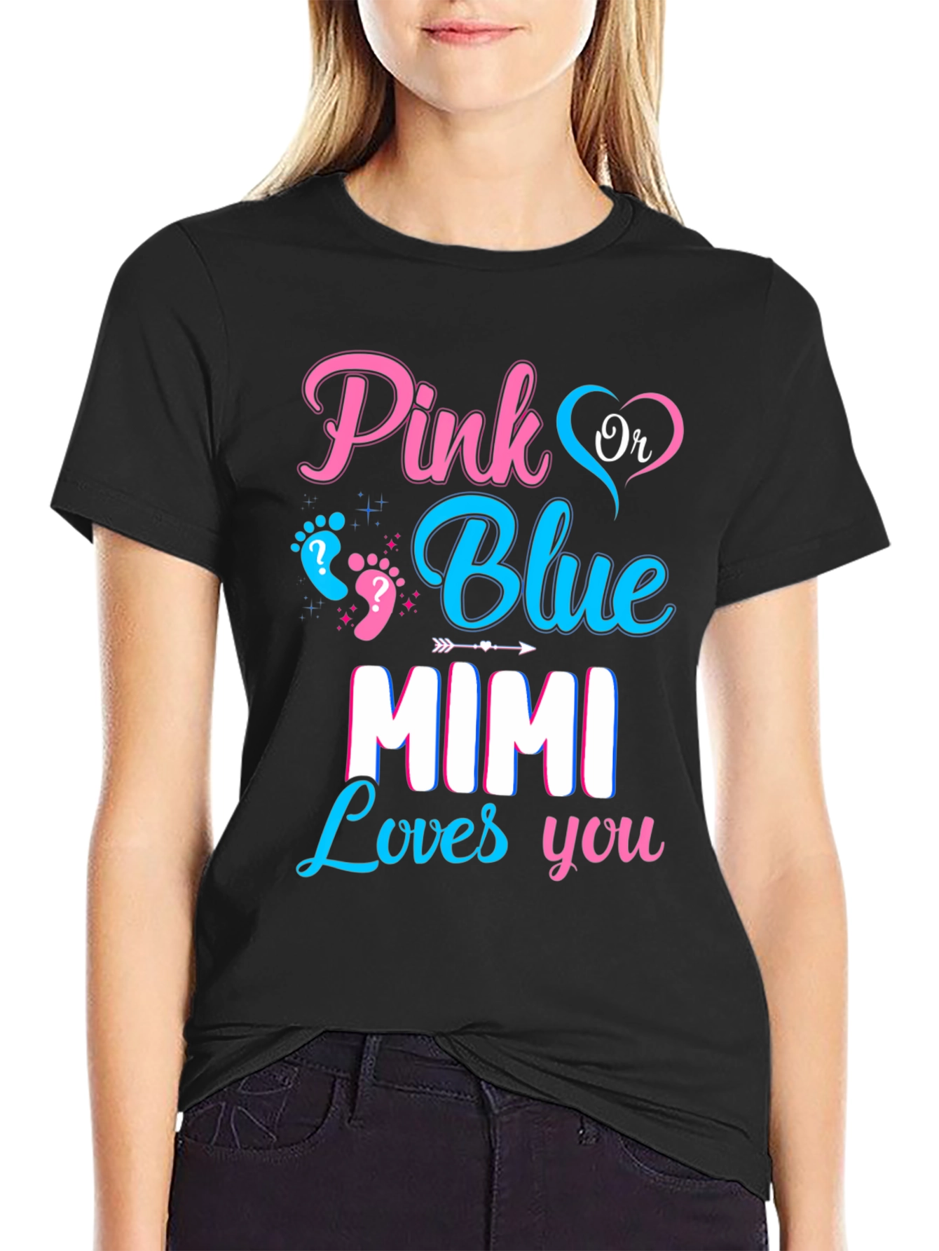 Pink or Blue Mimi Loves You Gender Reveal T-Shirt