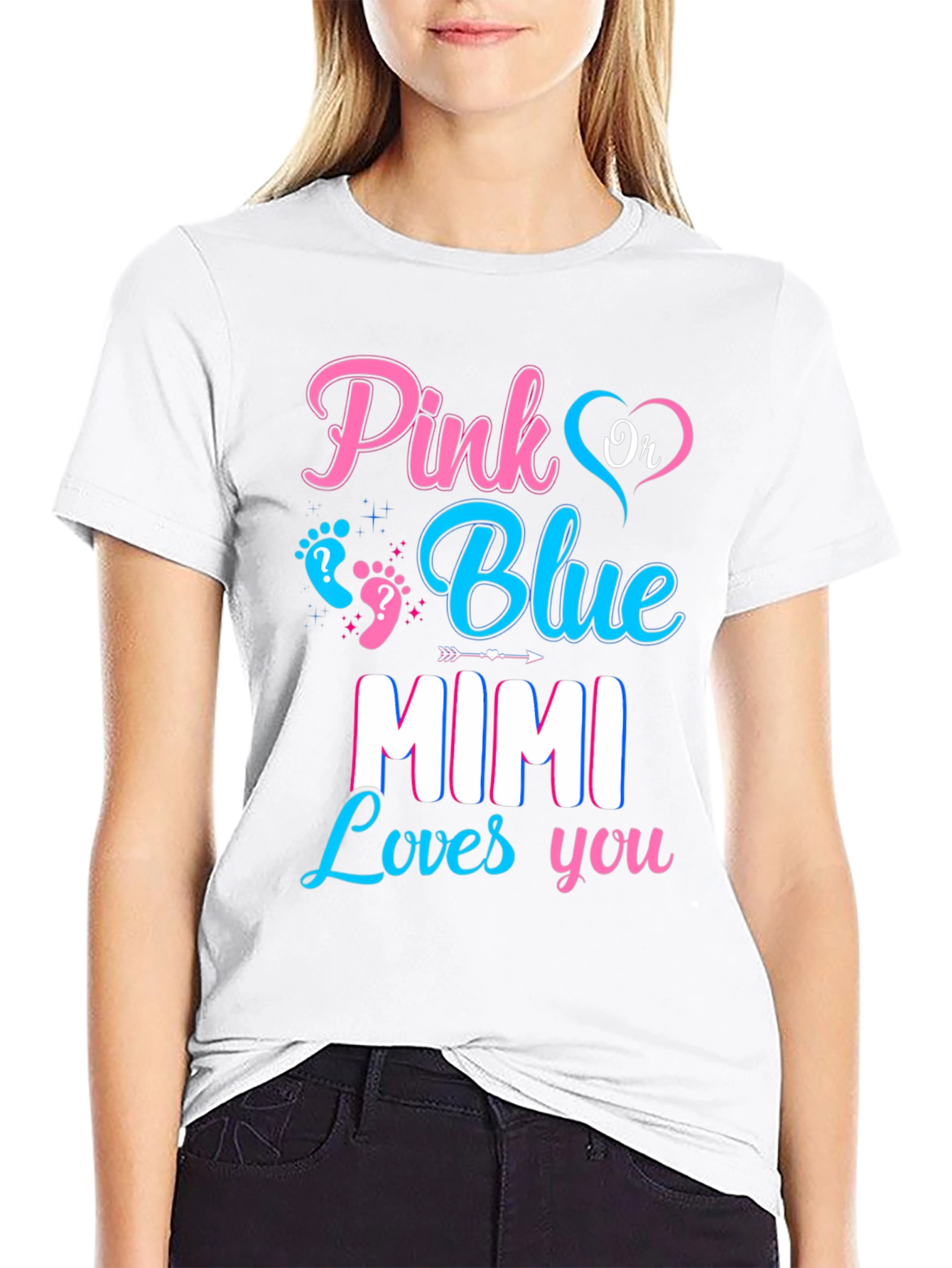 Pink or Blue Mimi Loves You Gender Reveal T-Shirt