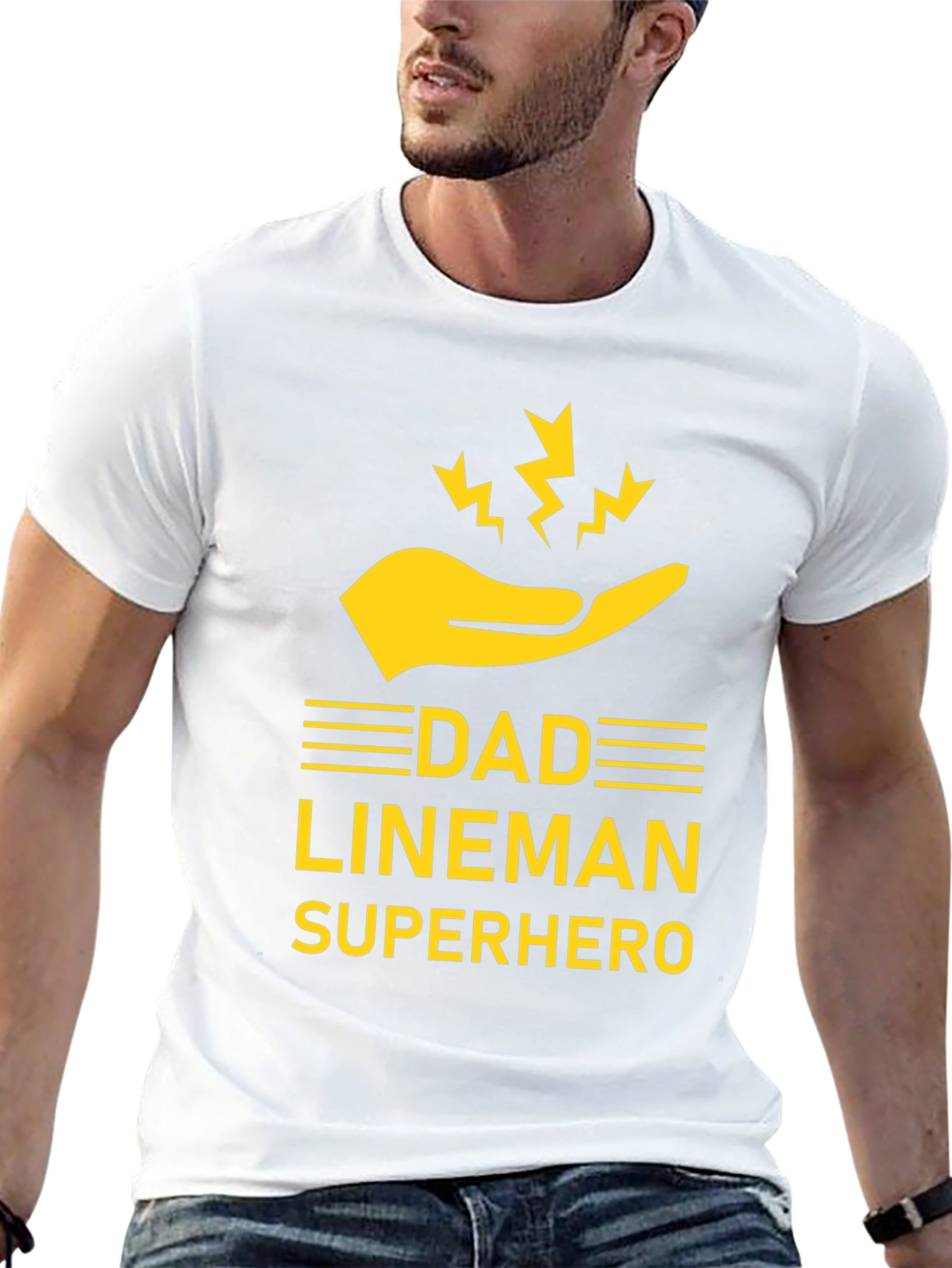 Dad Lineman Superhero T-Shirt - Black