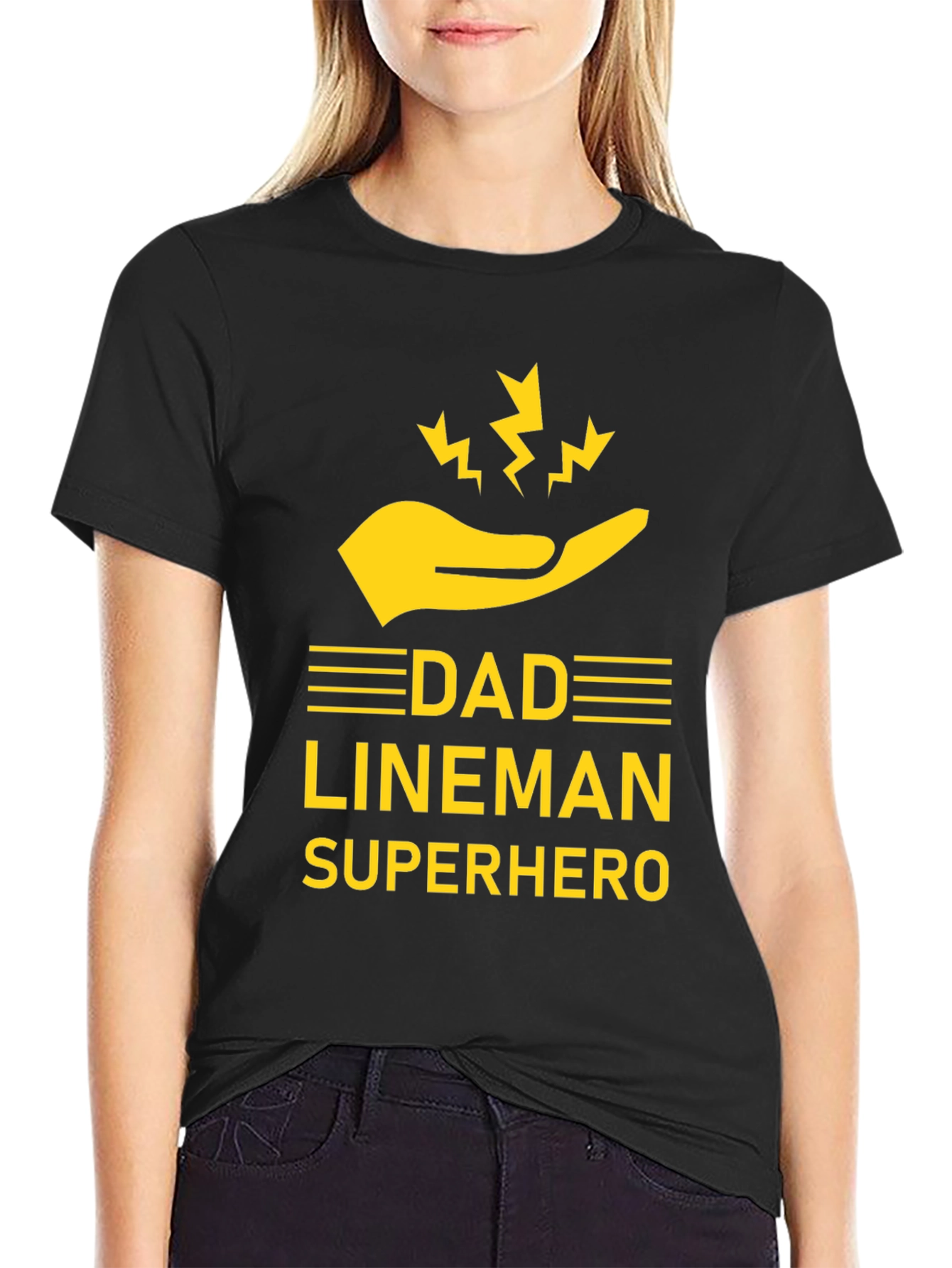 Dad Lineman Superhero T-Shirt - Black
