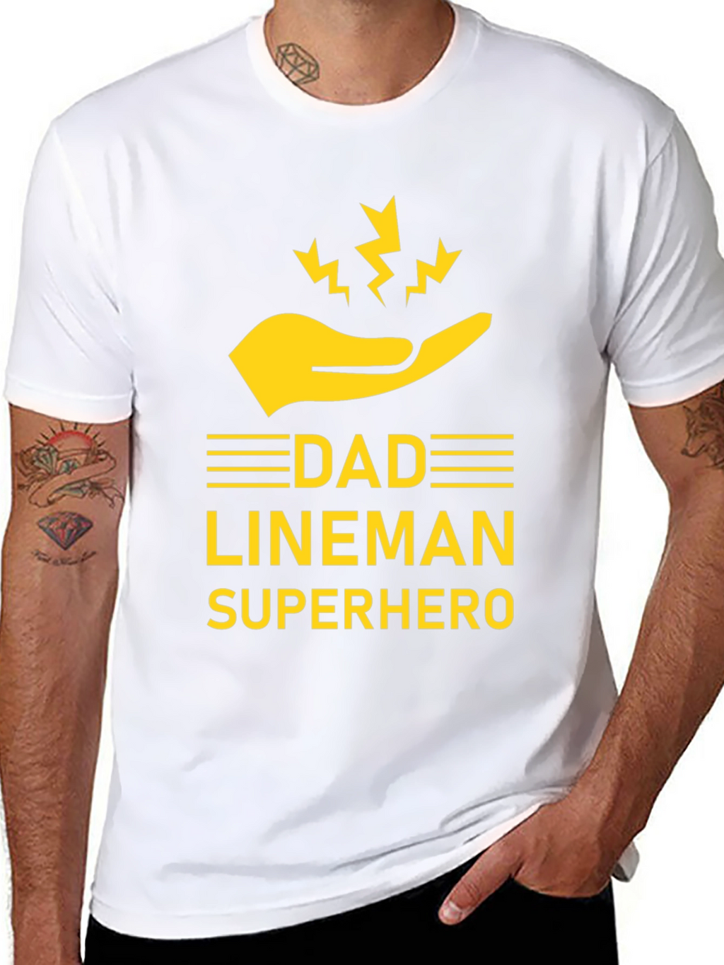 Dad Lineman Superhero T-Shirt - Black
