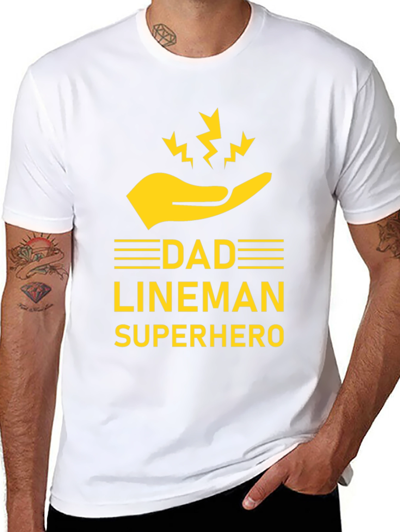 Dad Lineman Superhero T-Shirt - Black