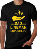 Dad Lineman Superhero T-Shirt - Black