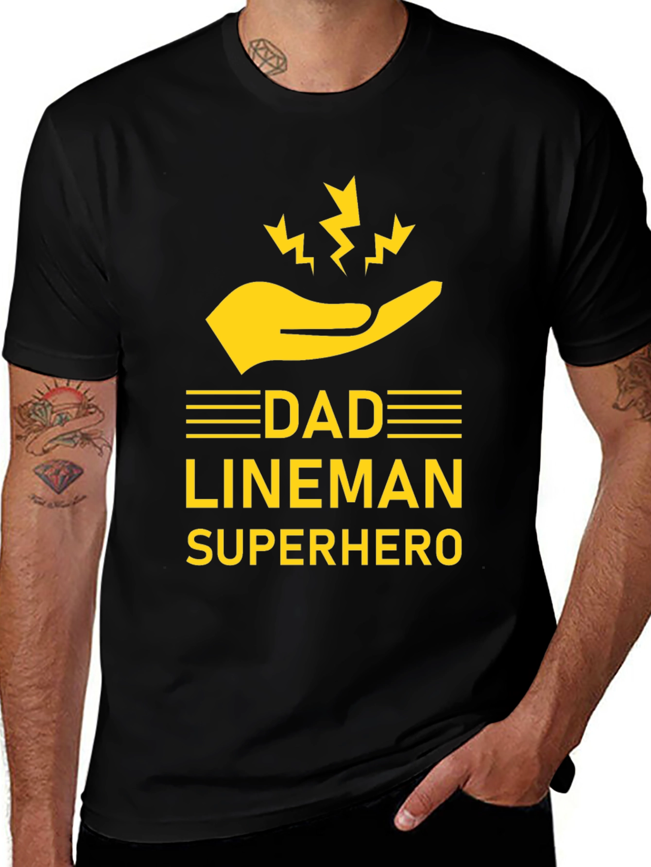 Dad Lineman Superhero T-Shirt - Black