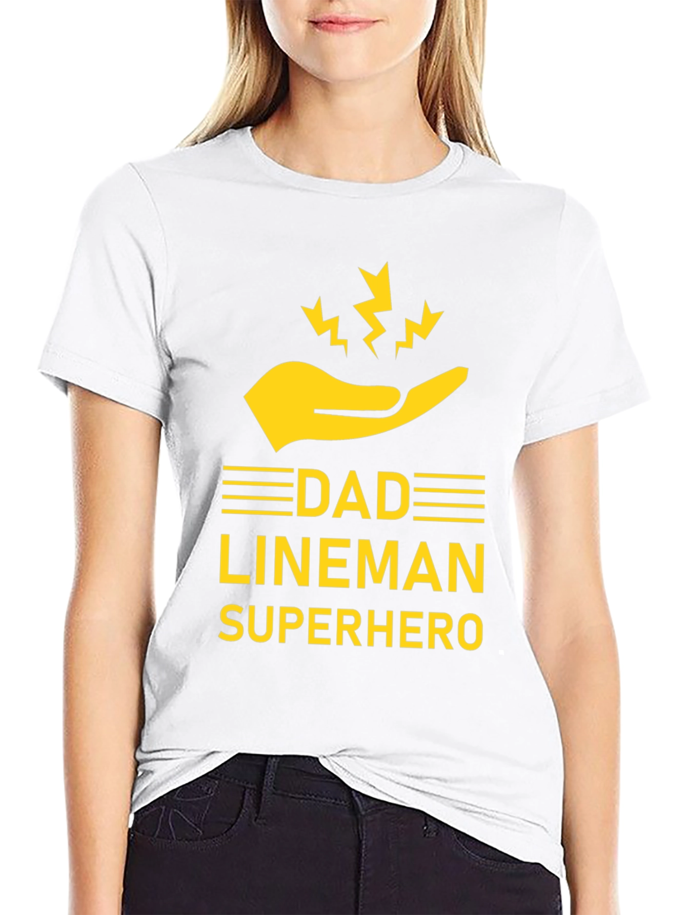 Dad Lineman Superhero T-Shirt - Black