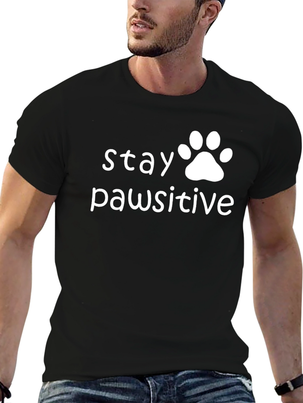 Stay Pawsitive T-Shirt - Black