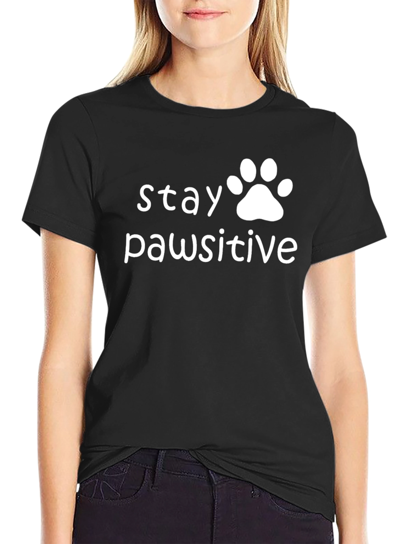 Stay Pawsitive T-Shirt - Black