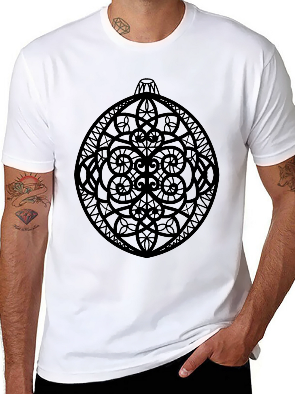 Ornament Graphic Tee - Stylish Black Cotton T-Shirt