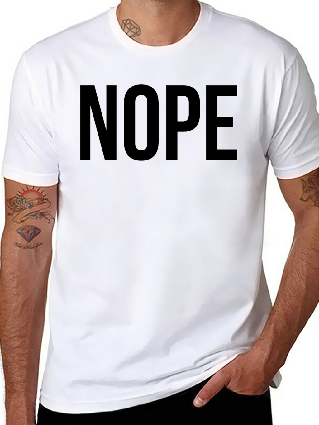 Nope Graphic Tee - Black Cotton Blend Crewneck