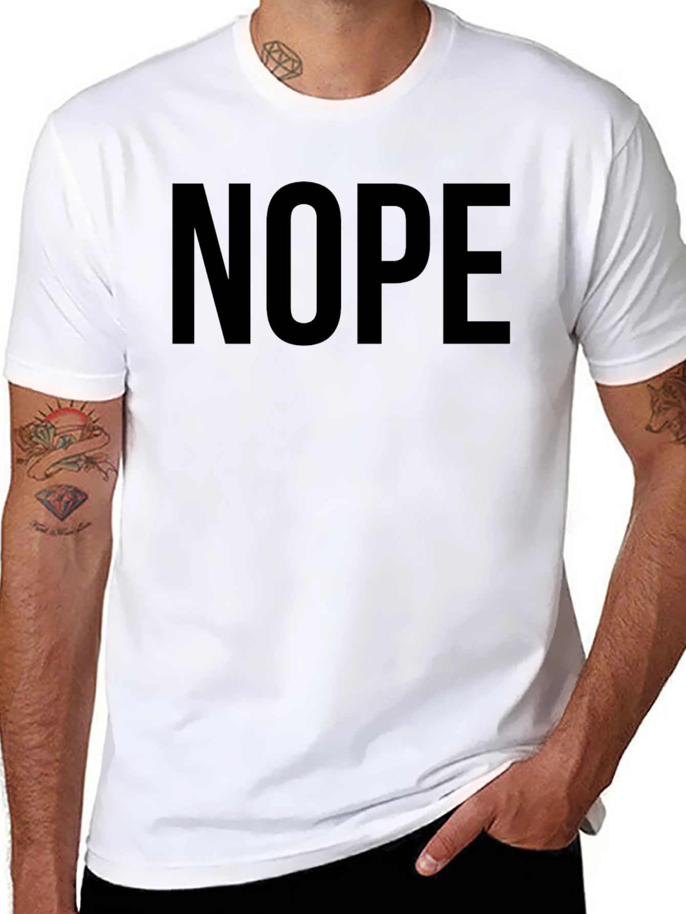 Nope Graphic Tee - Black Cotton Blend Crewneck