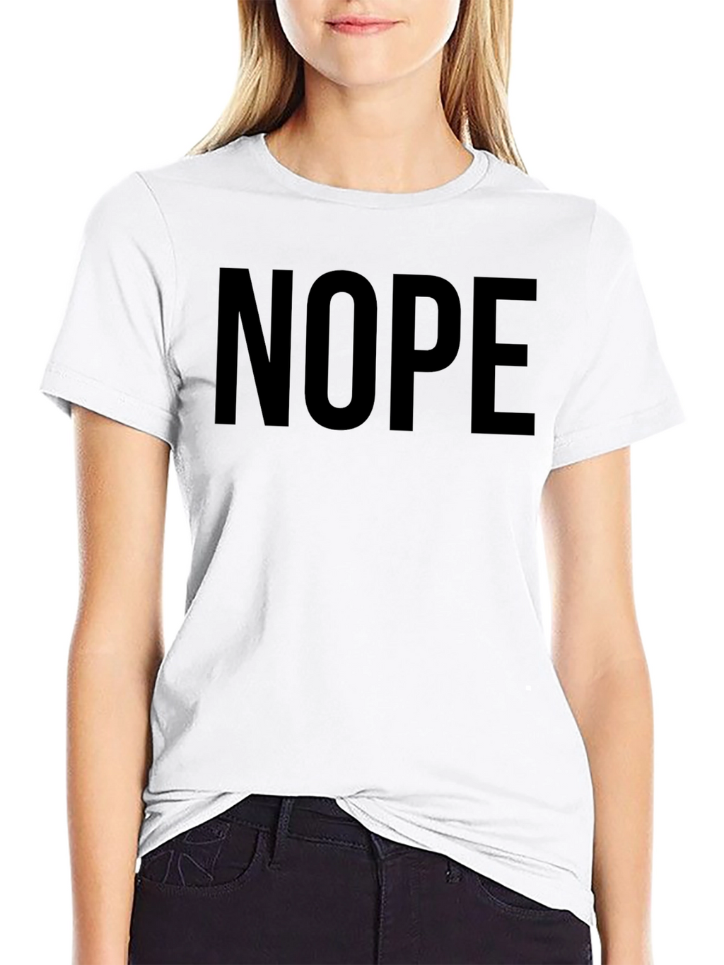 Nope Graphic Tee - Black Cotton Blend Crewneck